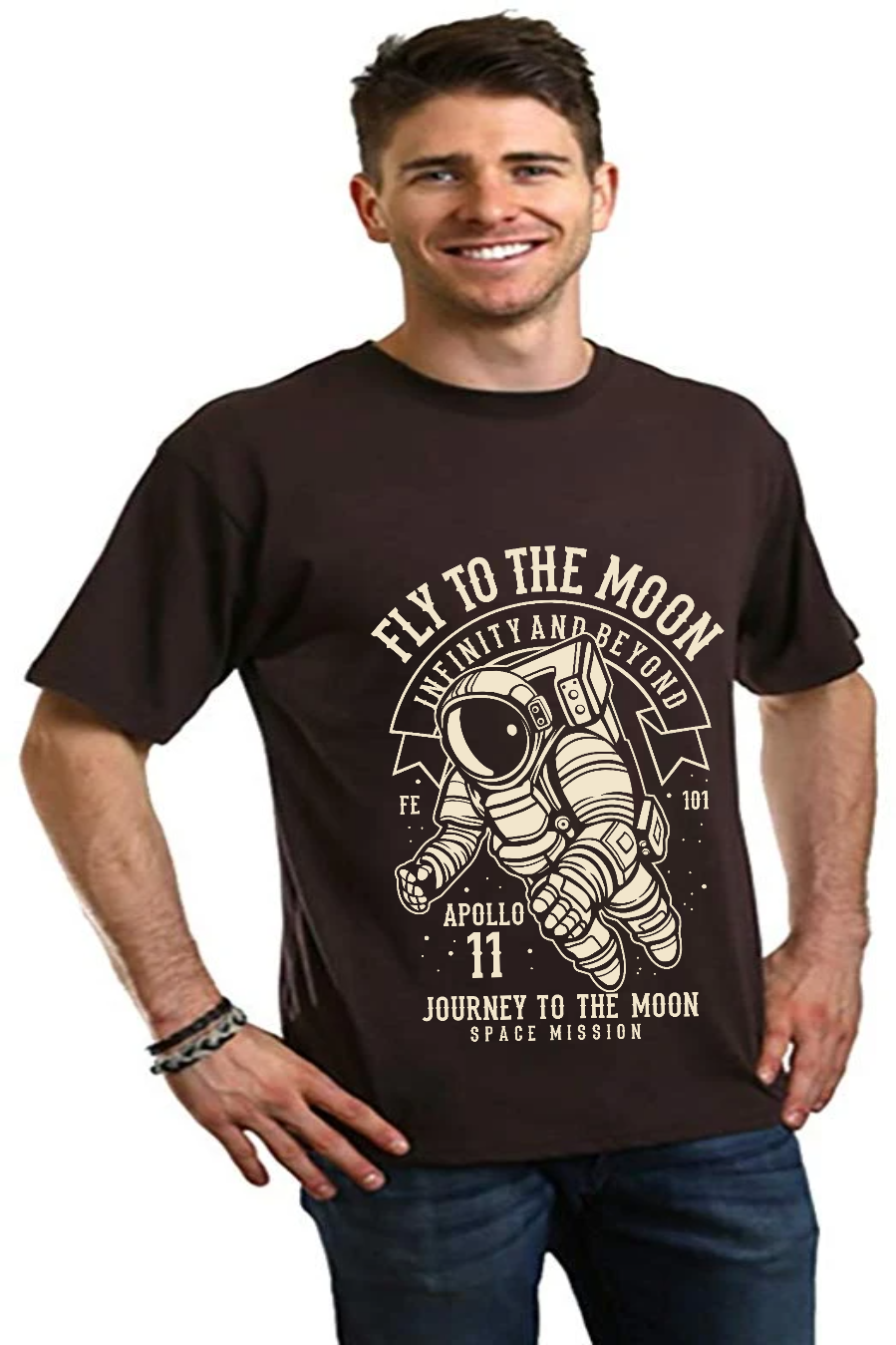 Spun Bamboo Fly To The Moon Men's Bamboo Viscose/Organic Cotton Short Sleeve Graphic T-Shirt — side view