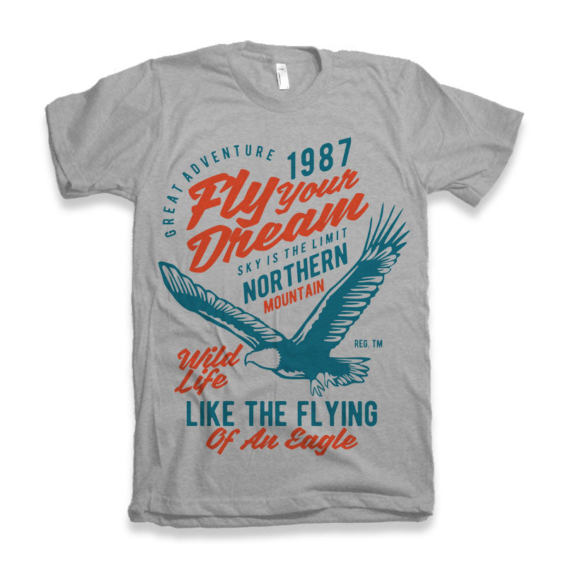 Spun Bamboo Fly Your Dream Men's Bamboo Viscose/Organic Cotton Short Sleeve Graphic T-Shirt — detail close-up