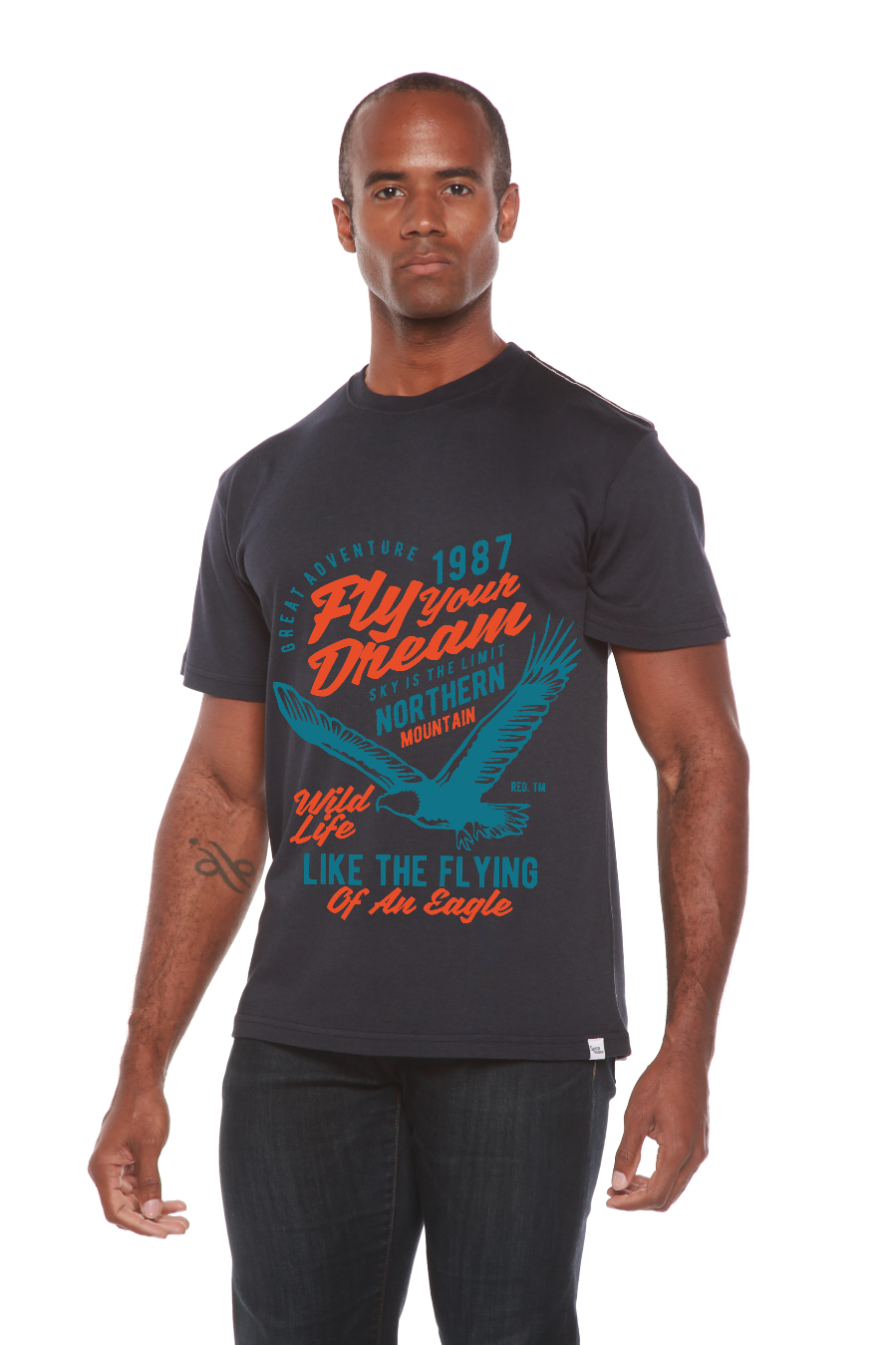 Spun Bamboo Fly Your Dream Men's Bamboo Viscose/Organic Cotton Short Sleeve Graphic T-Shirt — lifestyle context