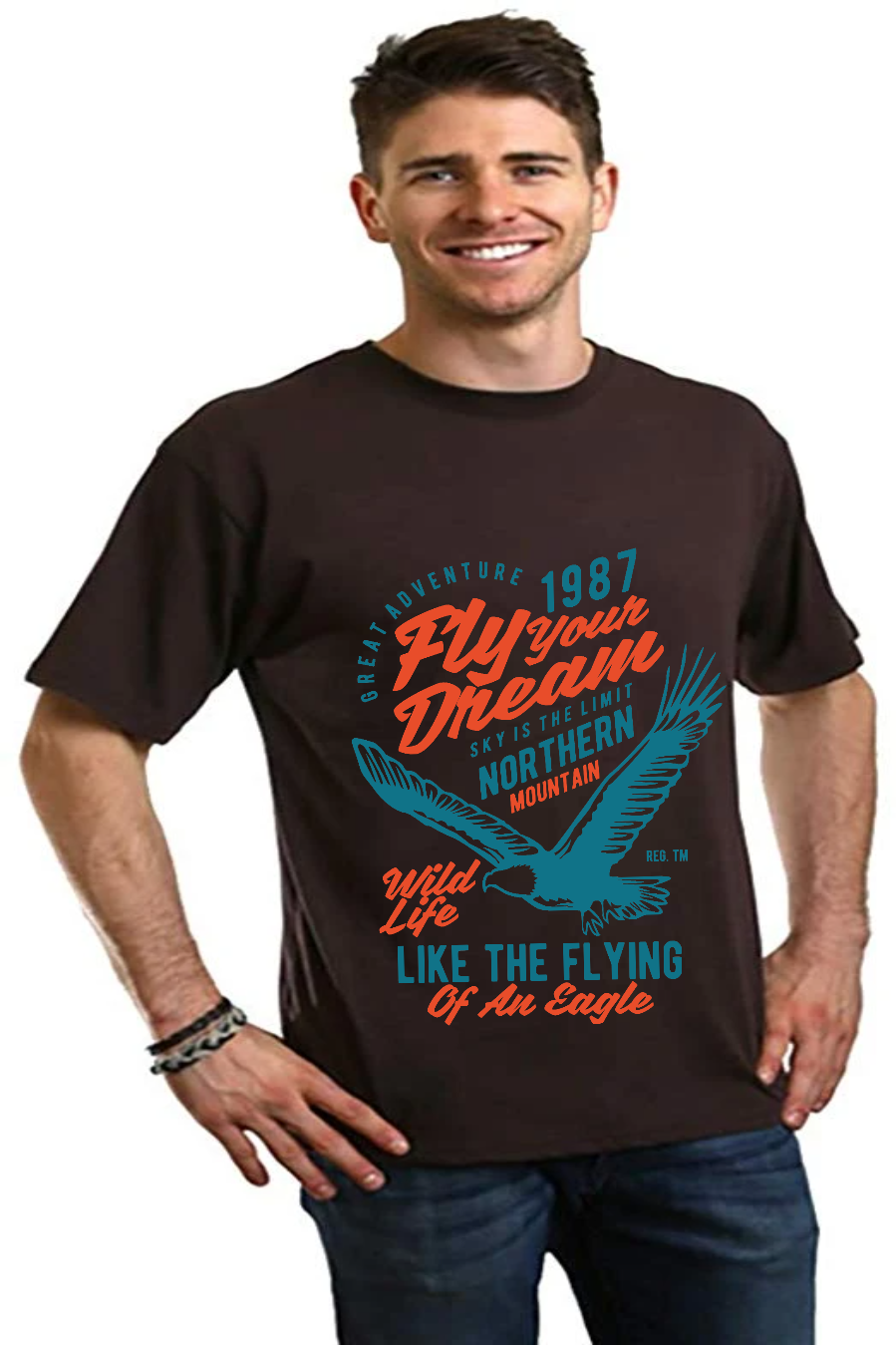 Spun Bamboo Fly Your Dream Men's Bamboo Viscose/Organic Cotton Short Sleeve Graphic T-Shirt — side view