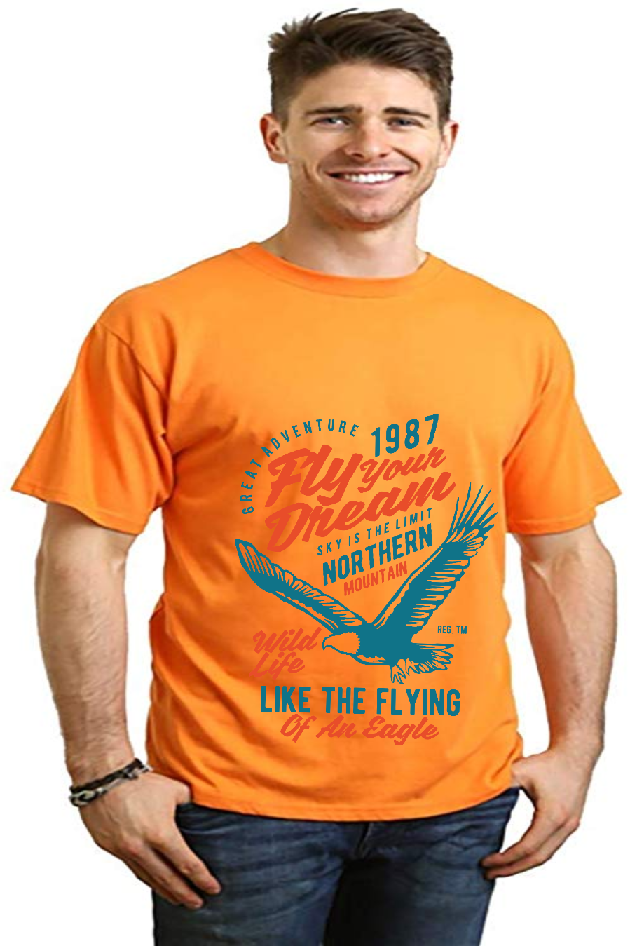 Spun Bamboo Fly Your Dream Men's Bamboo Viscose/Organic Cotton Short Sleeve Graphic T-Shirt — comparison shot