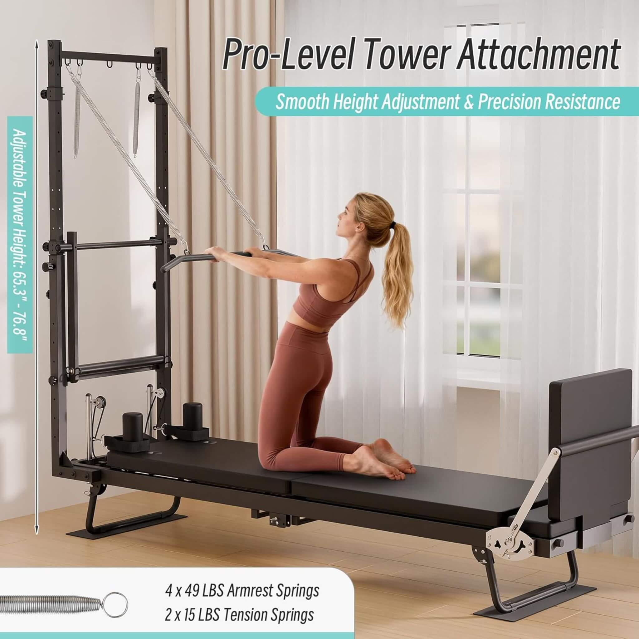 Core Pilates Foldable Dual Resistance Pilates Reformer Machine With Tower (SAK96041) – SAKSBY WHOLESALE, view 4