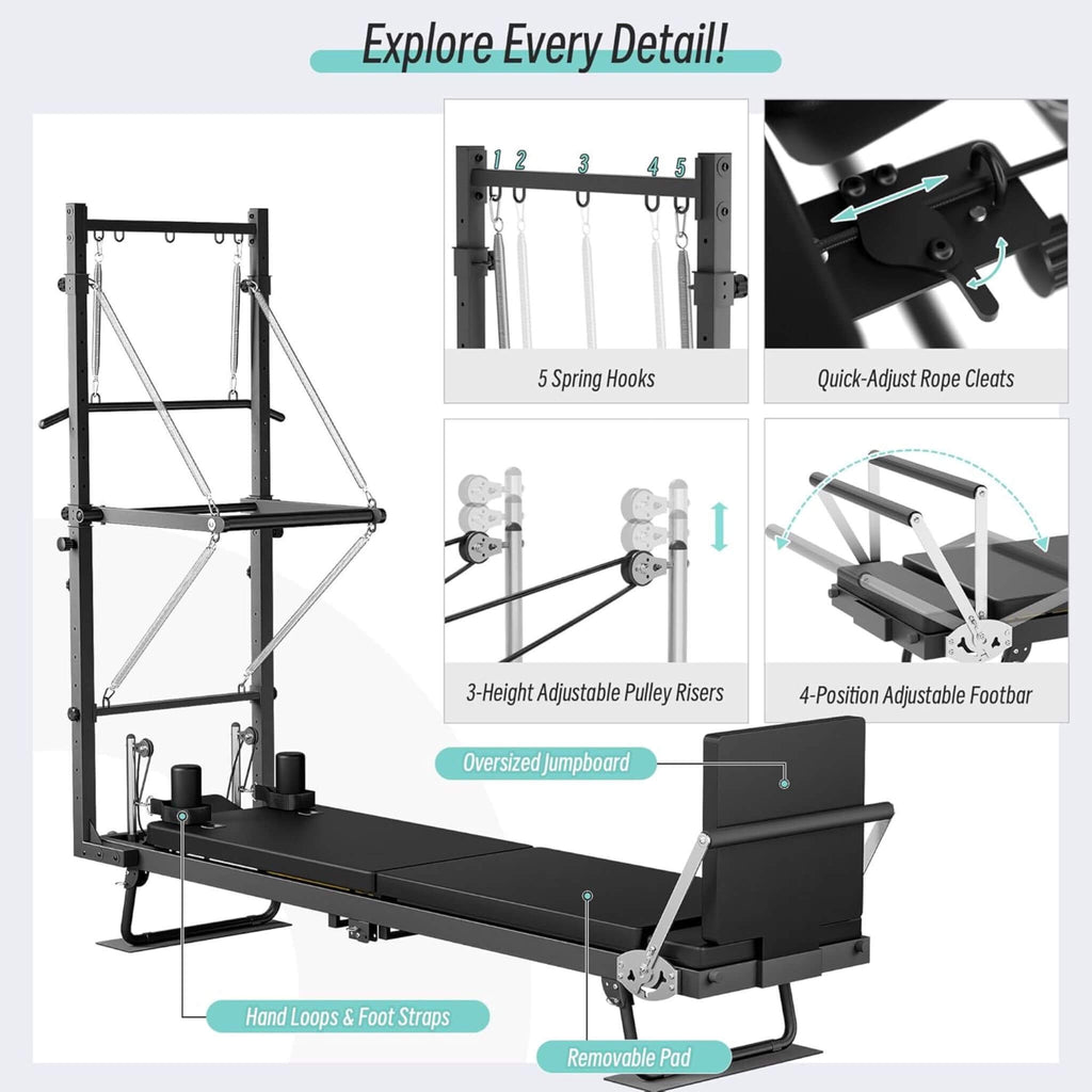 Core Pilates Foldable Dual Resistance Pilates Reformer Machine With Tower (SAK96041) – SAKSBY WHOLESALE, view 10