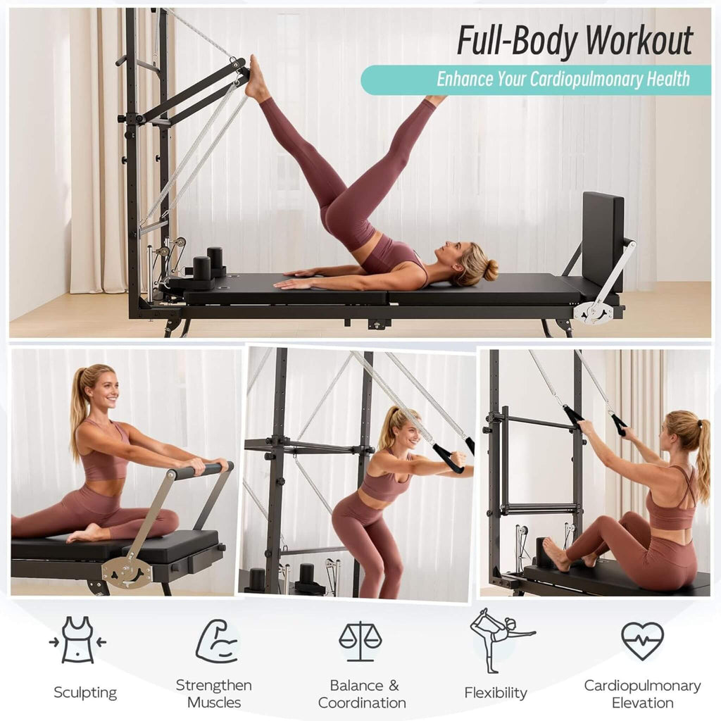 Core Pilates Foldable Dual Resistance Pilates Reformer Machine With Tower (SAK96041) – SAKSBY WHOLESALE, view 3