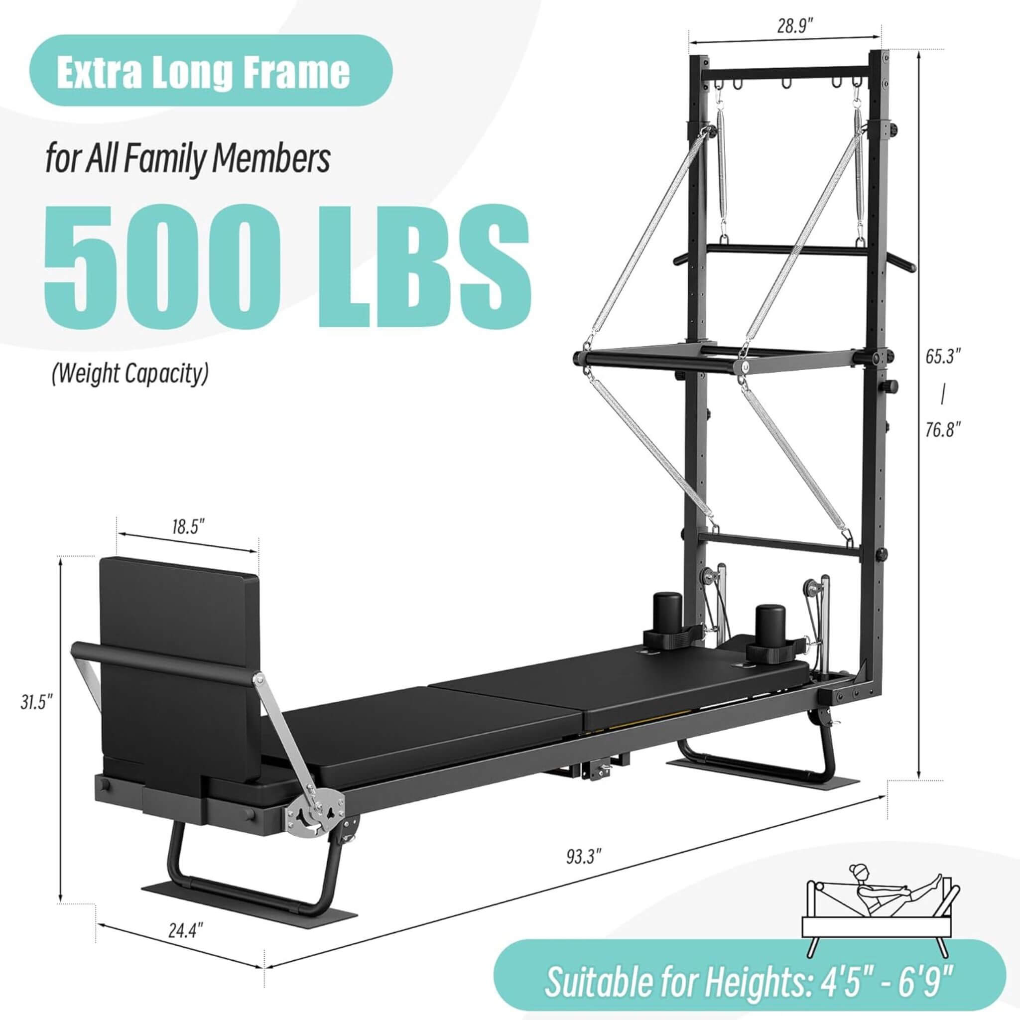 Core Pilates Foldable Dual Resistance Pilates Reformer Machine With Tower (SAK96041) – SAKSBY WHOLESALE, view 9