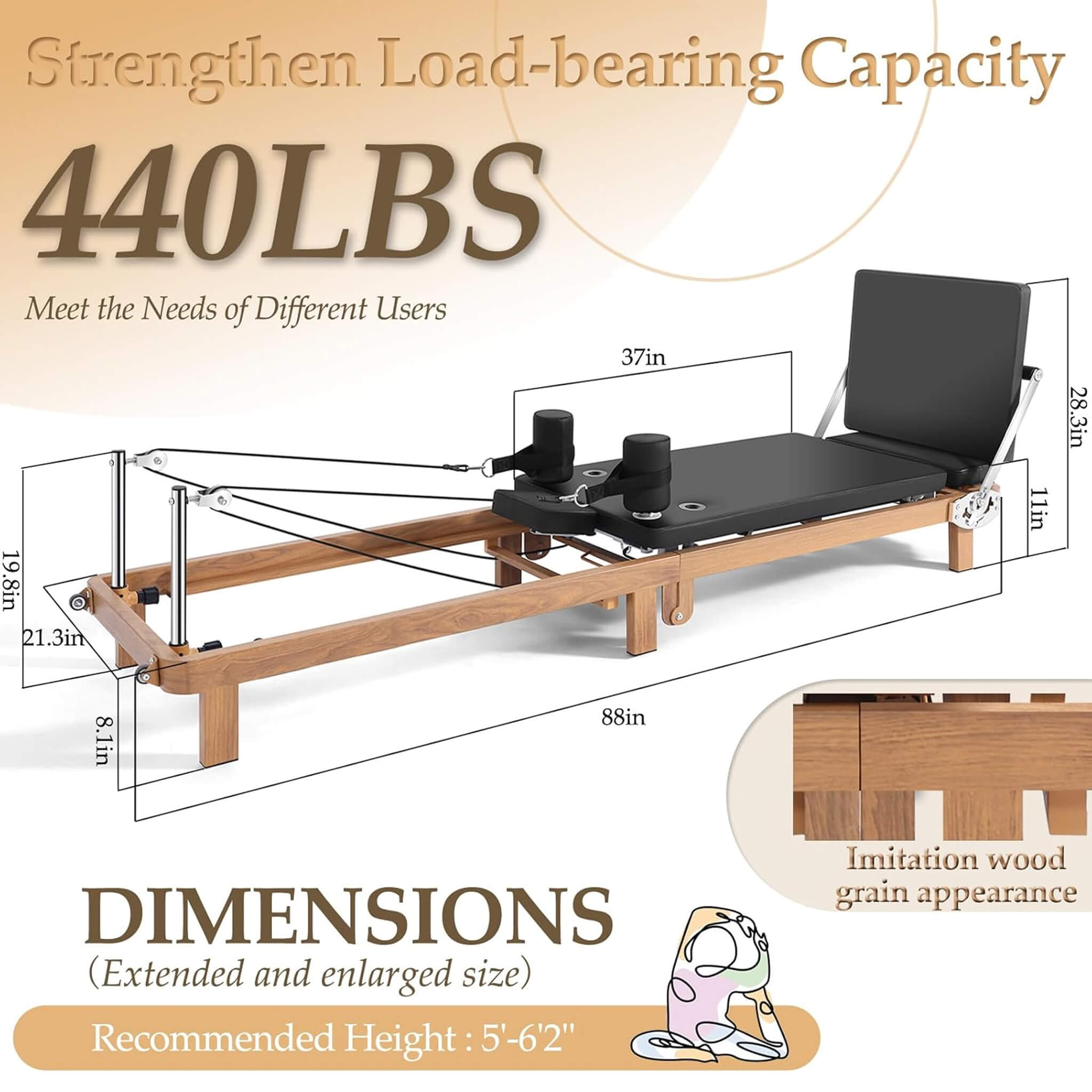 Core Pilates Apex Foldable Dual Resistance Pilates Reformer With Jumpboard (SAK83914) – SAKSBY WHOLESALE, view 6