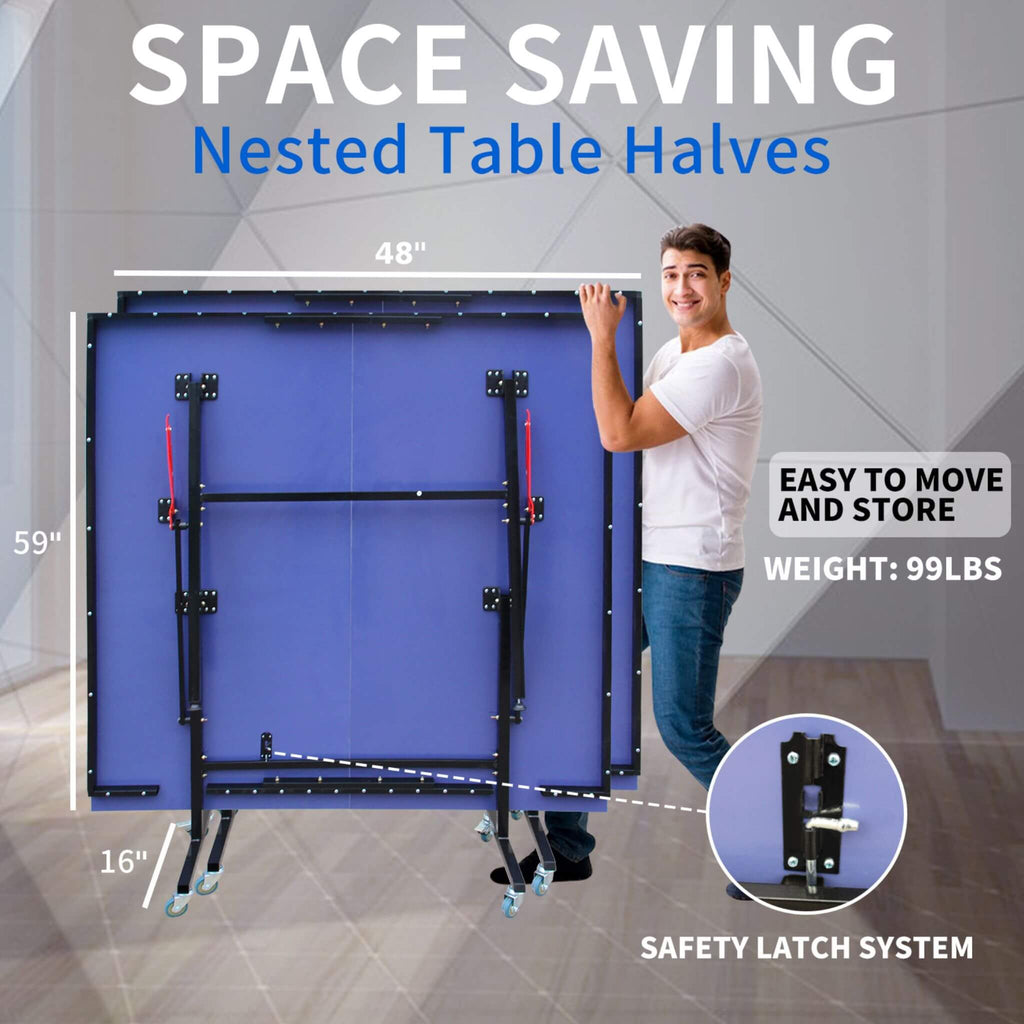 8FT Foldable Midsize Table Tennis Table Set With Paddles, Balls, And Net (SAK14735) – SAKSBY WHOLESALE, view 5