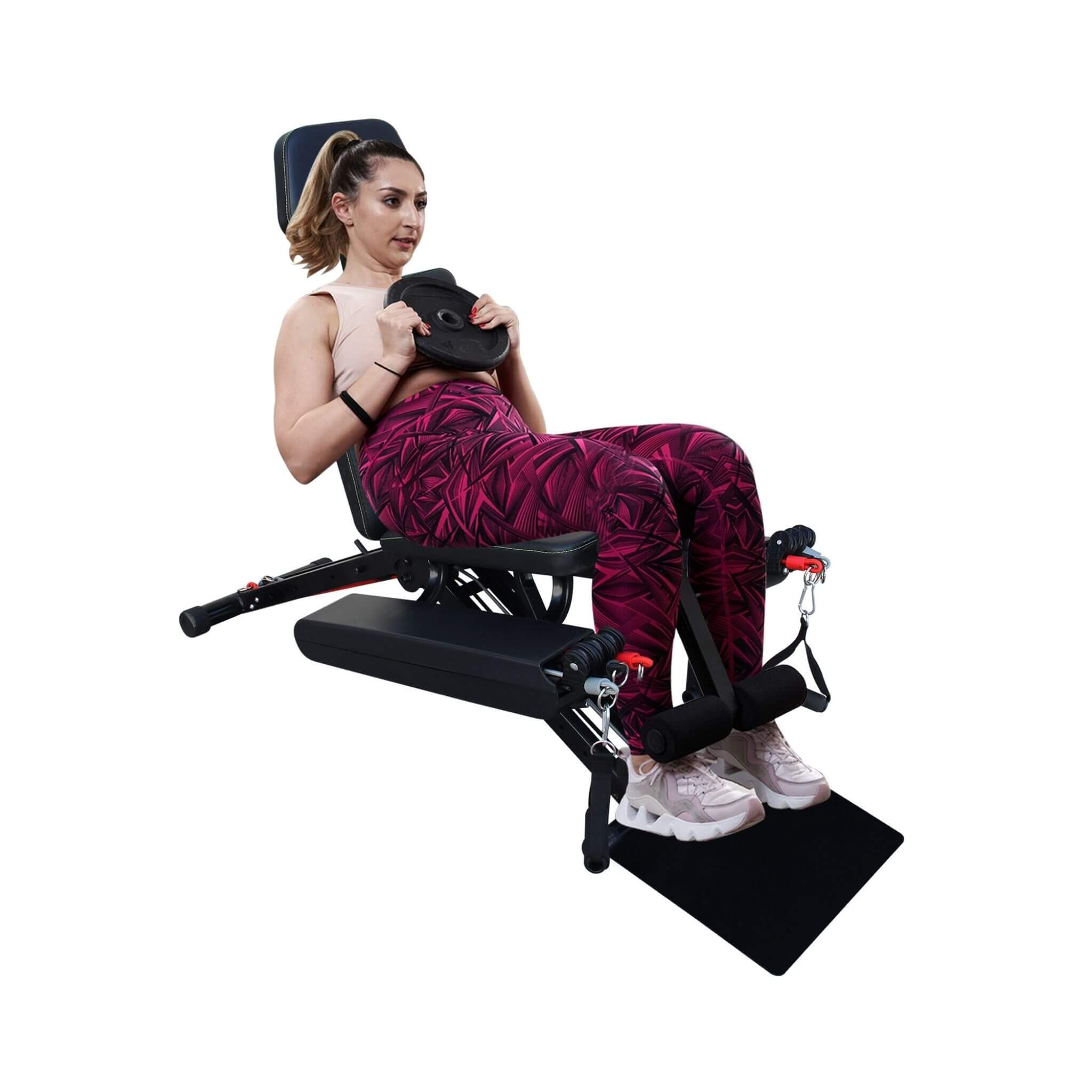 Rovix Foldable Multi-Functional Weight Bench For Full-Body Workouts With Resistance Bands, Footrest, And Leg Extender (SAK736