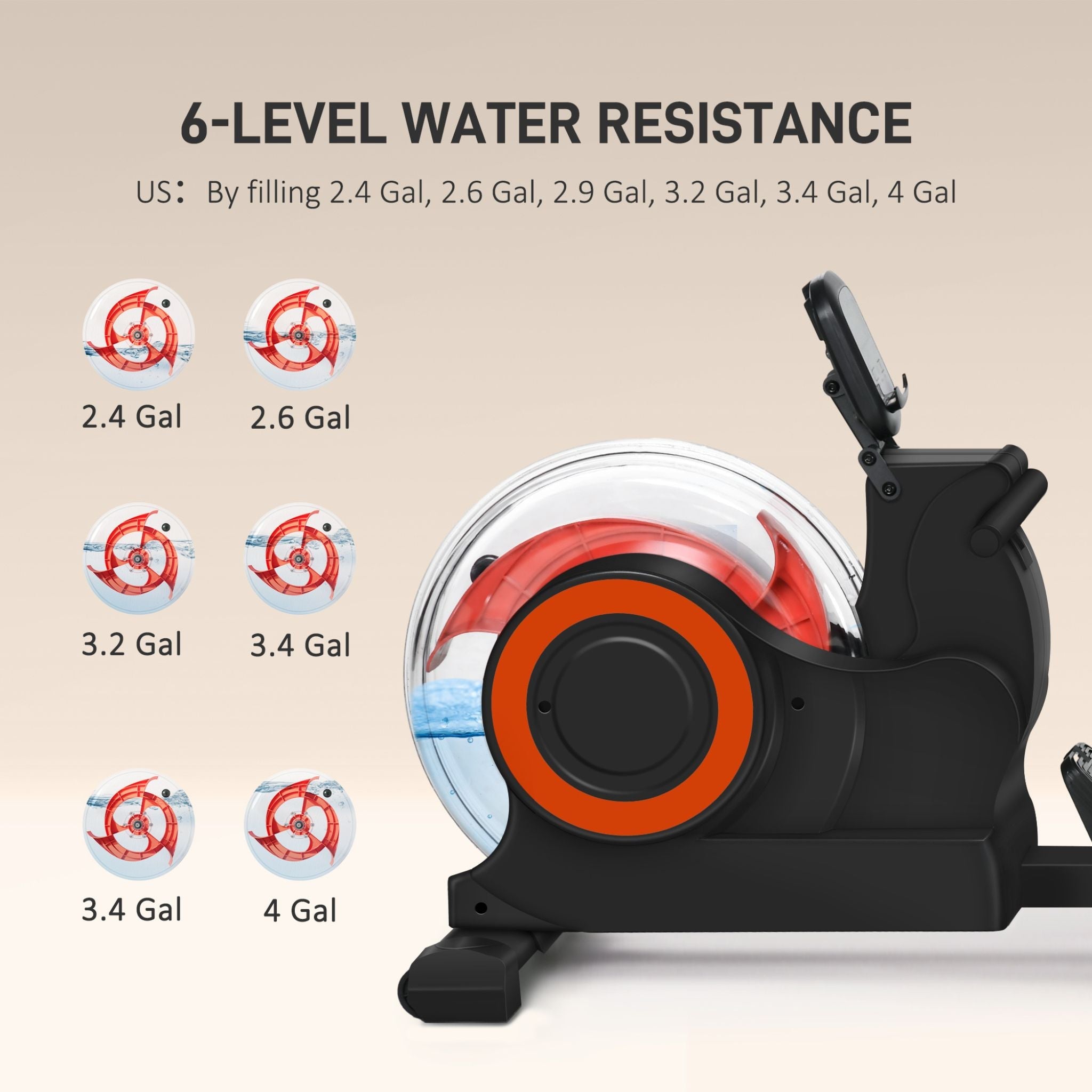 Rovix Foldable Water Rowing Machine With Adjustable Resistance, Wheels, LCD Monitor And Tablet Holder (SAK53758) – SAKSBY WHO