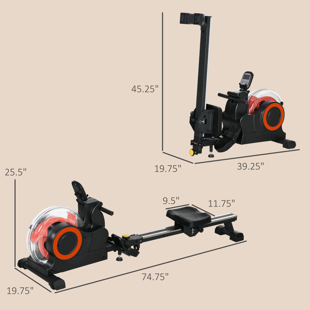 Rovix Foldable Water Rowing Machine With Adjustable Resistance, Wheels, LCD Monitor And Tablet Holder (SAK53758) – SAKSBY WHO