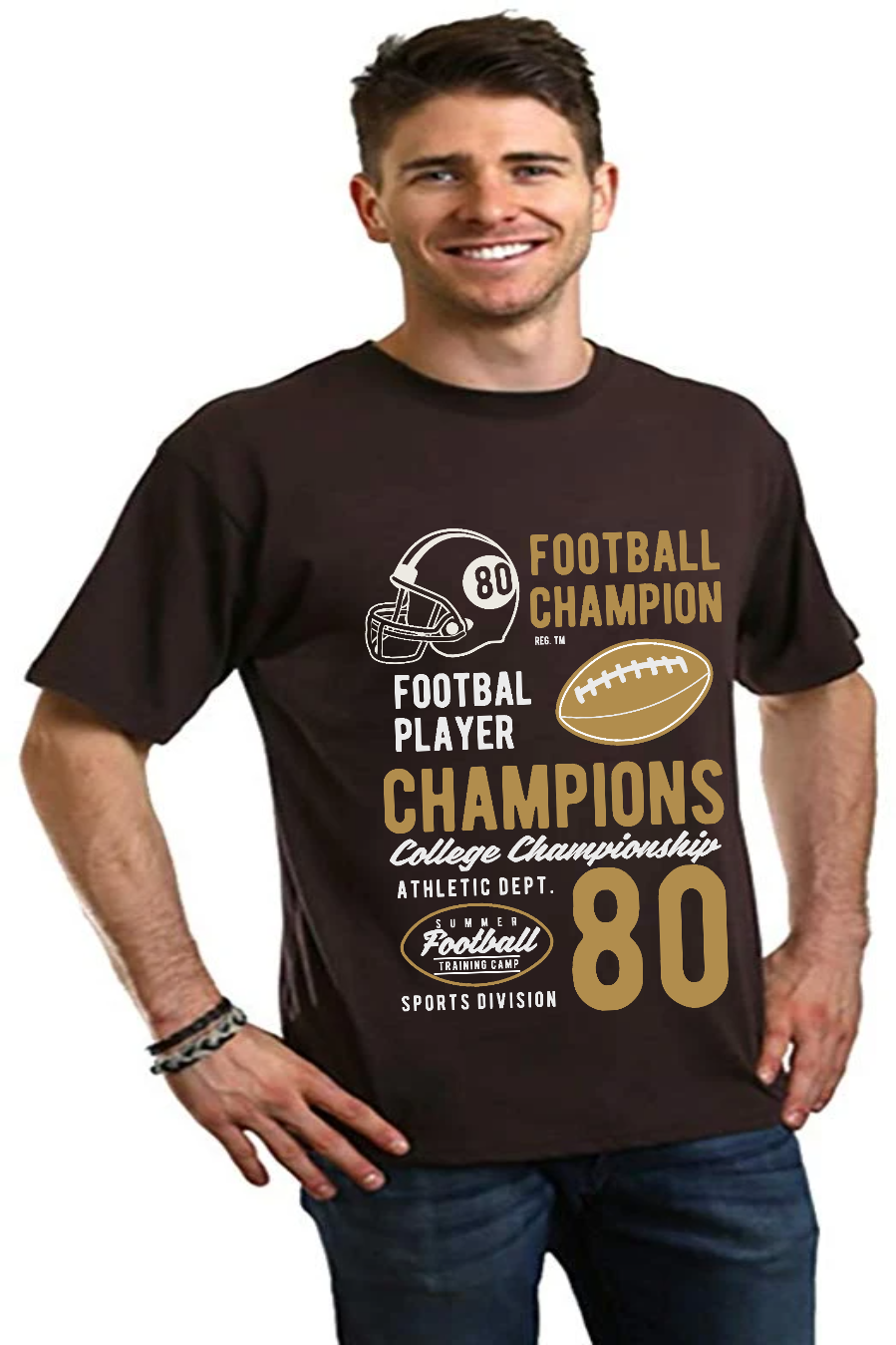 Spun Bamboo Football Champions Men's Bamboo Viscose/Organic Cotton Short Sleeve Graphic T-Shirt — main product shot
