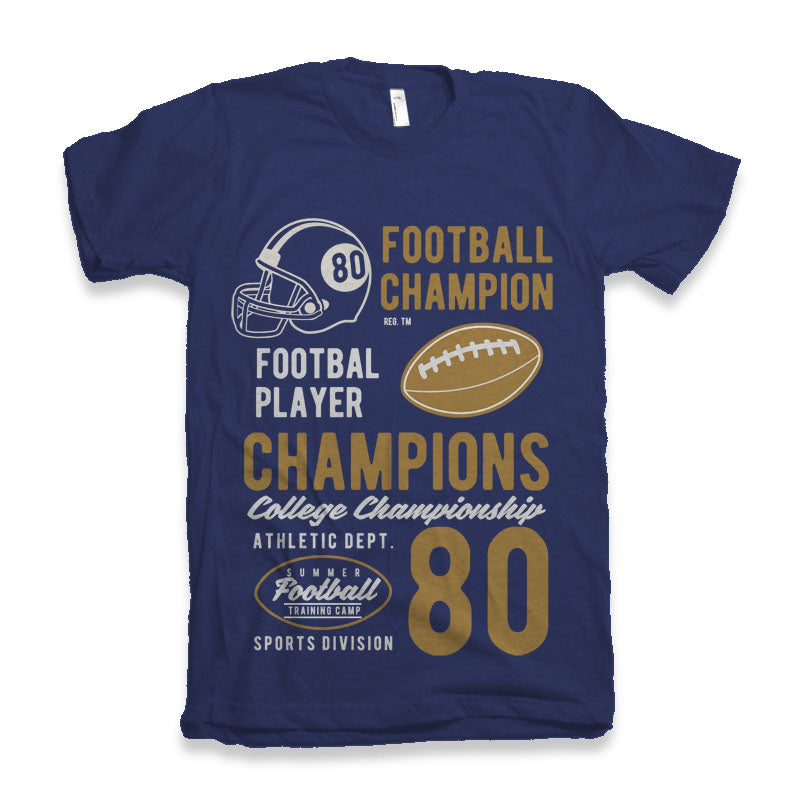 Spun Bamboo Football Champions Men's Bamboo Viscose/Organic Cotton Short Sleeve Graphic T-Shirt — detail close-up