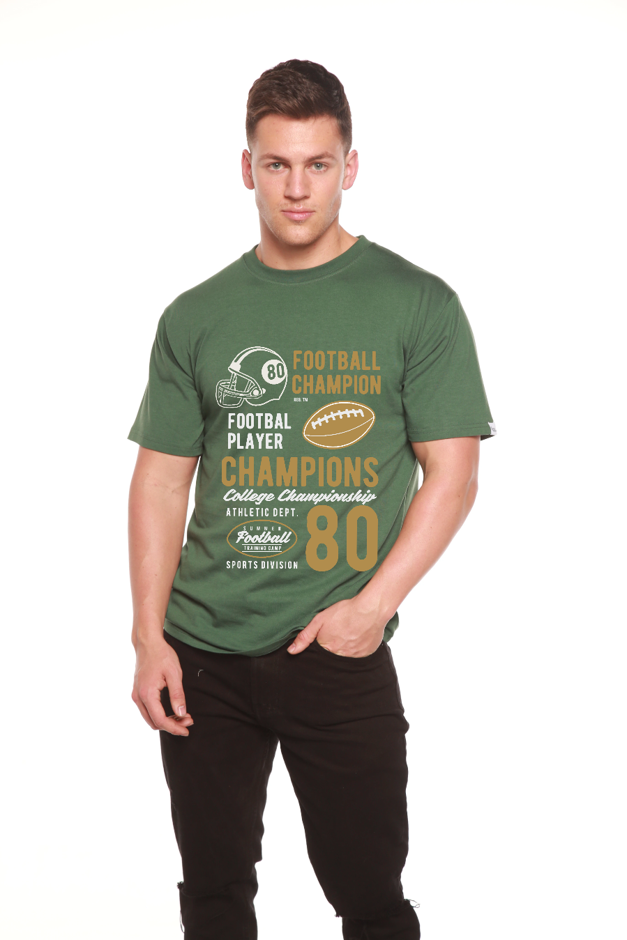 Spun Bamboo Football Champions Men's Bamboo Viscose/Organic Cotton Short Sleeve Graphic T-Shirt — comparison shot