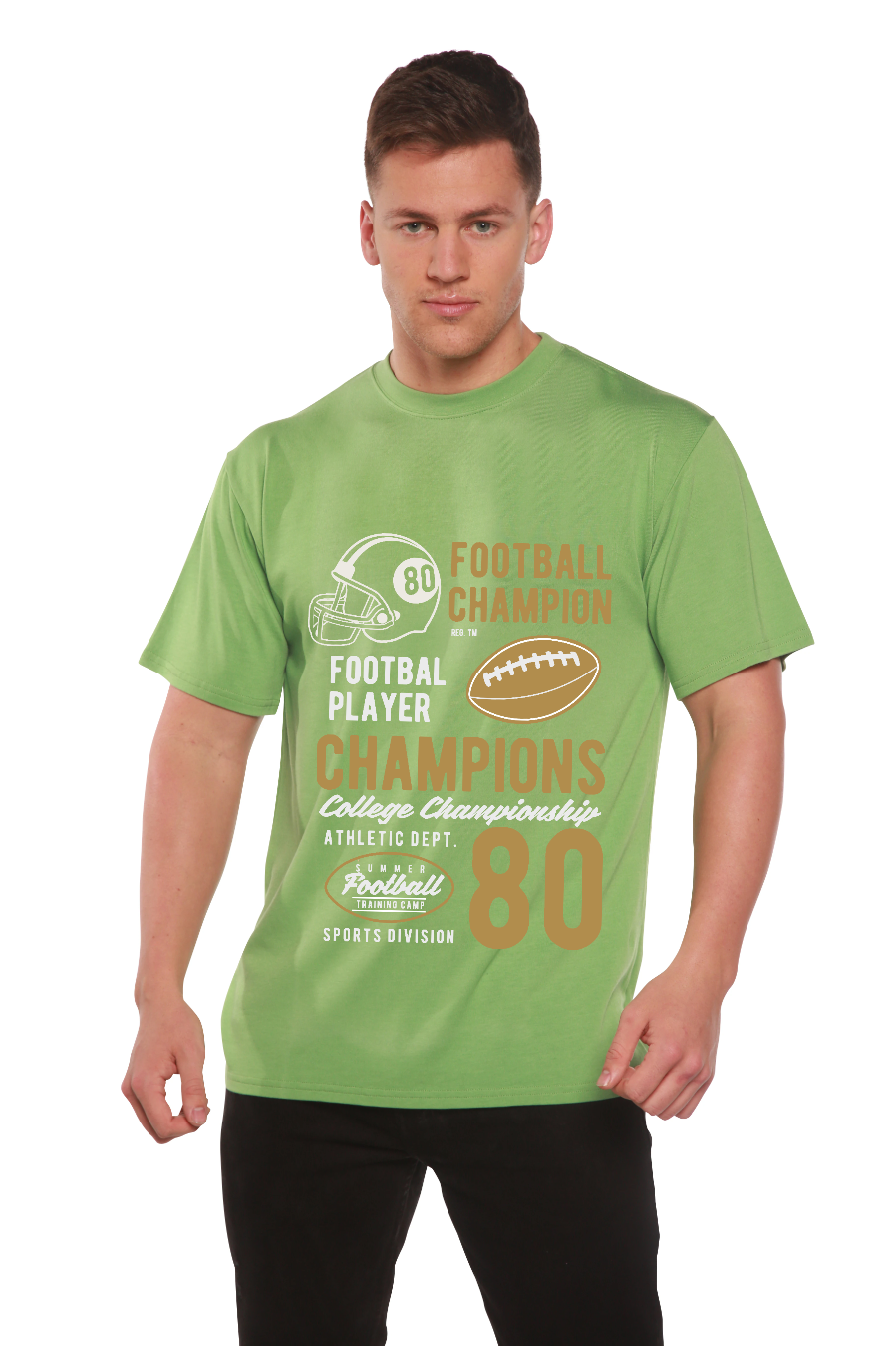 Spun Bamboo Football Champions Men's Bamboo Viscose/Organic Cotton Short Sleeve Graphic T-Shirt — alternative angle