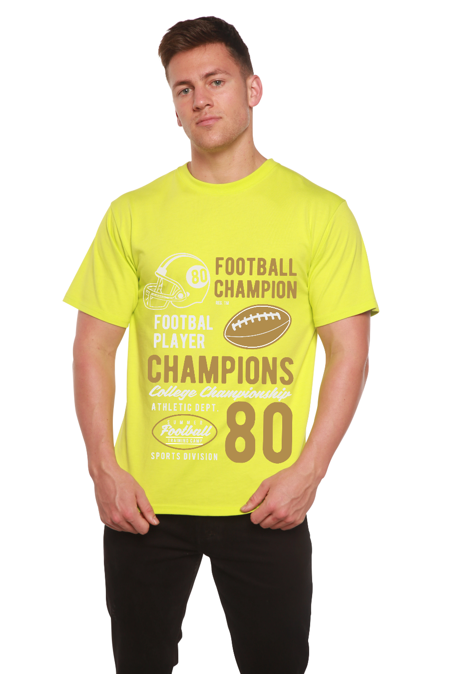 Spun Bamboo Football Champions Men's Bamboo Viscose/Organic Cotton Short Sleeve Graphic T-Shirt — packaging
