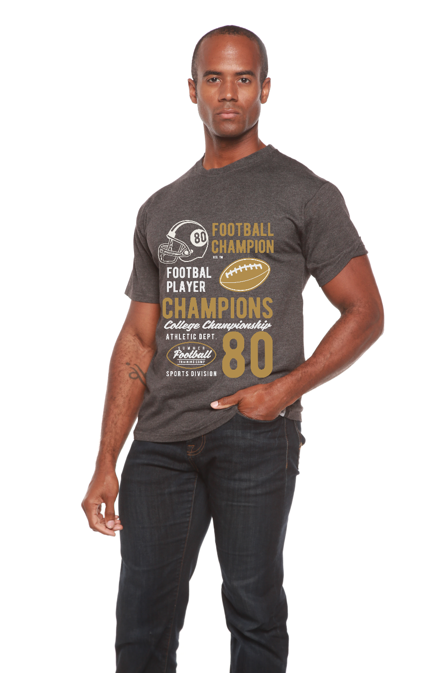Spun Bamboo Football Champions Men's Bamboo Viscose/Organic Cotton Short Sleeve Graphic T-Shirt — back view