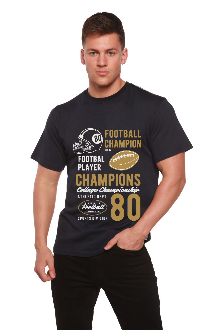 Spun Bamboo Football Champions Men's Bamboo Viscose/Organic Cotton Short Sleeve Graphic T-Shirt — size reference