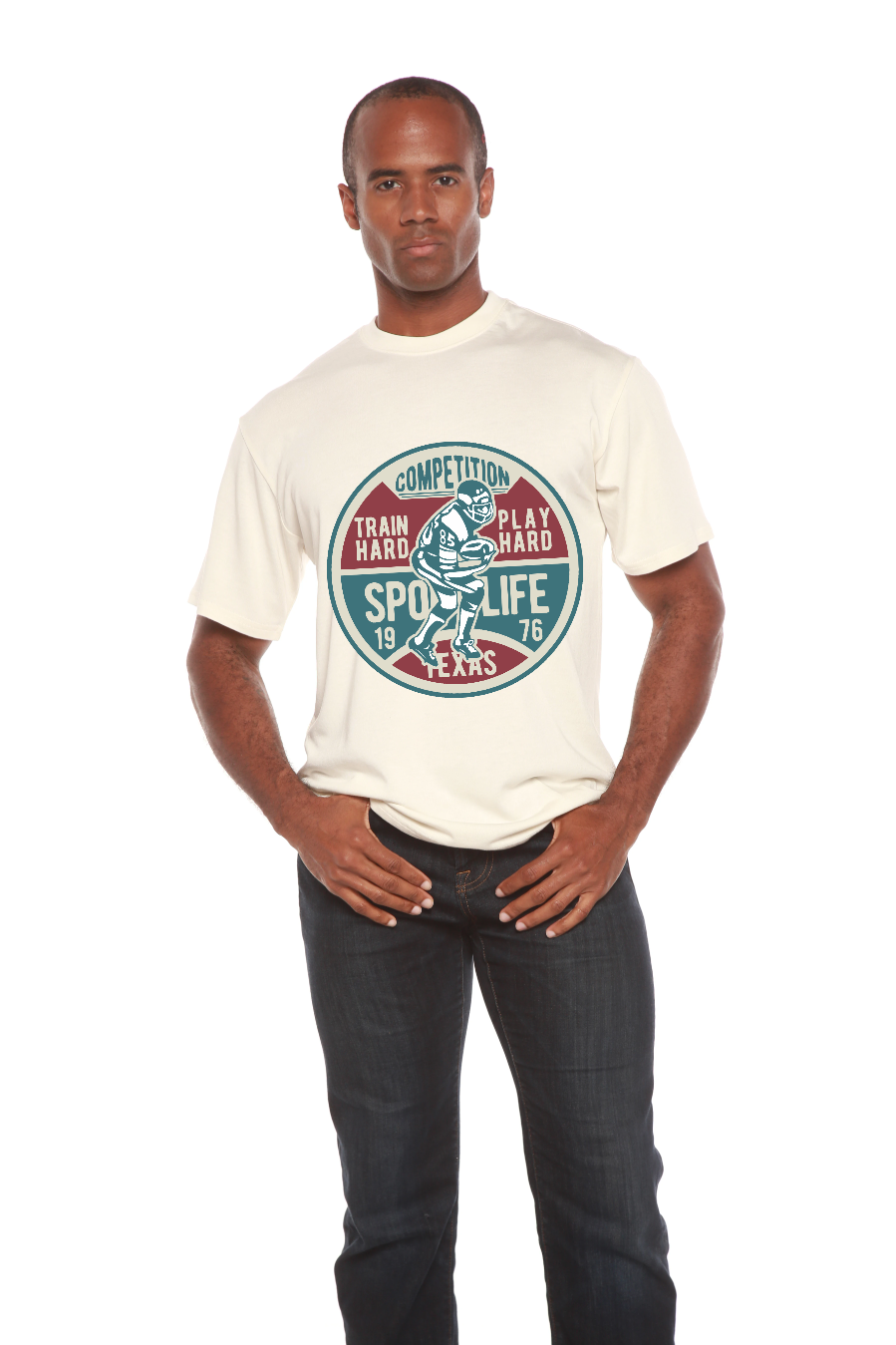 Spun Bamboo Football Competition Men's Bamboo Viscose/Organic Cotton Short Sleeve Graphic T-Shirt — color detail