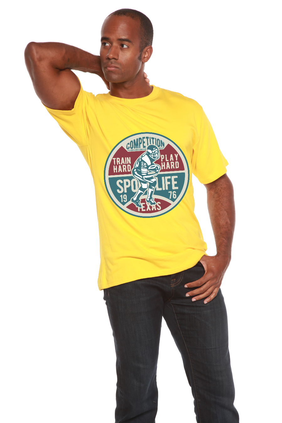 Spun Bamboo Football Competition Men's Bamboo Viscose/Organic Cotton Short Sleeve Graphic T-Shirt — size reference