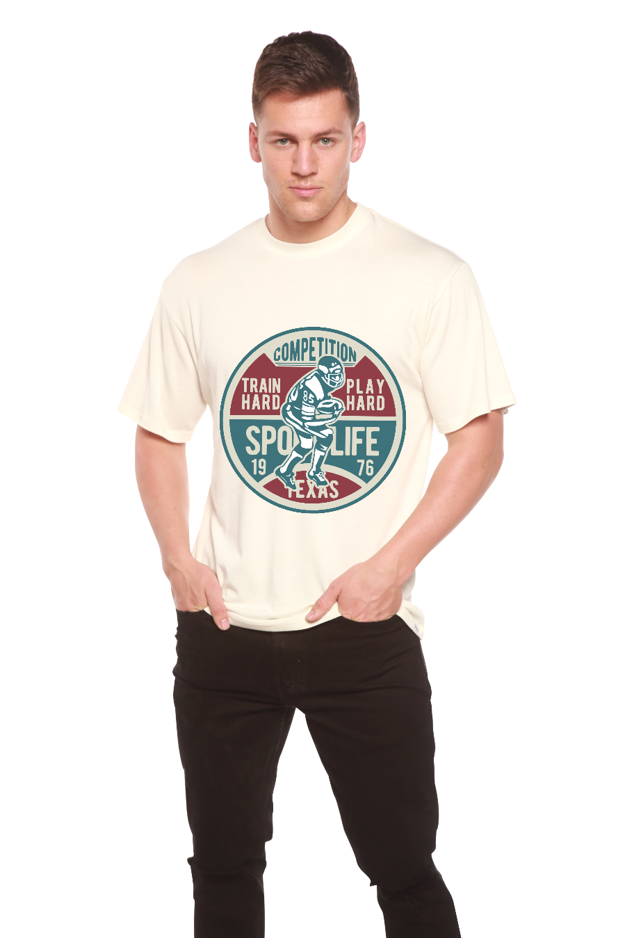 Spun Bamboo Football Competition Men's Bamboo Viscose/Organic Cotton Short Sleeve Graphic T-Shirt — main product shot