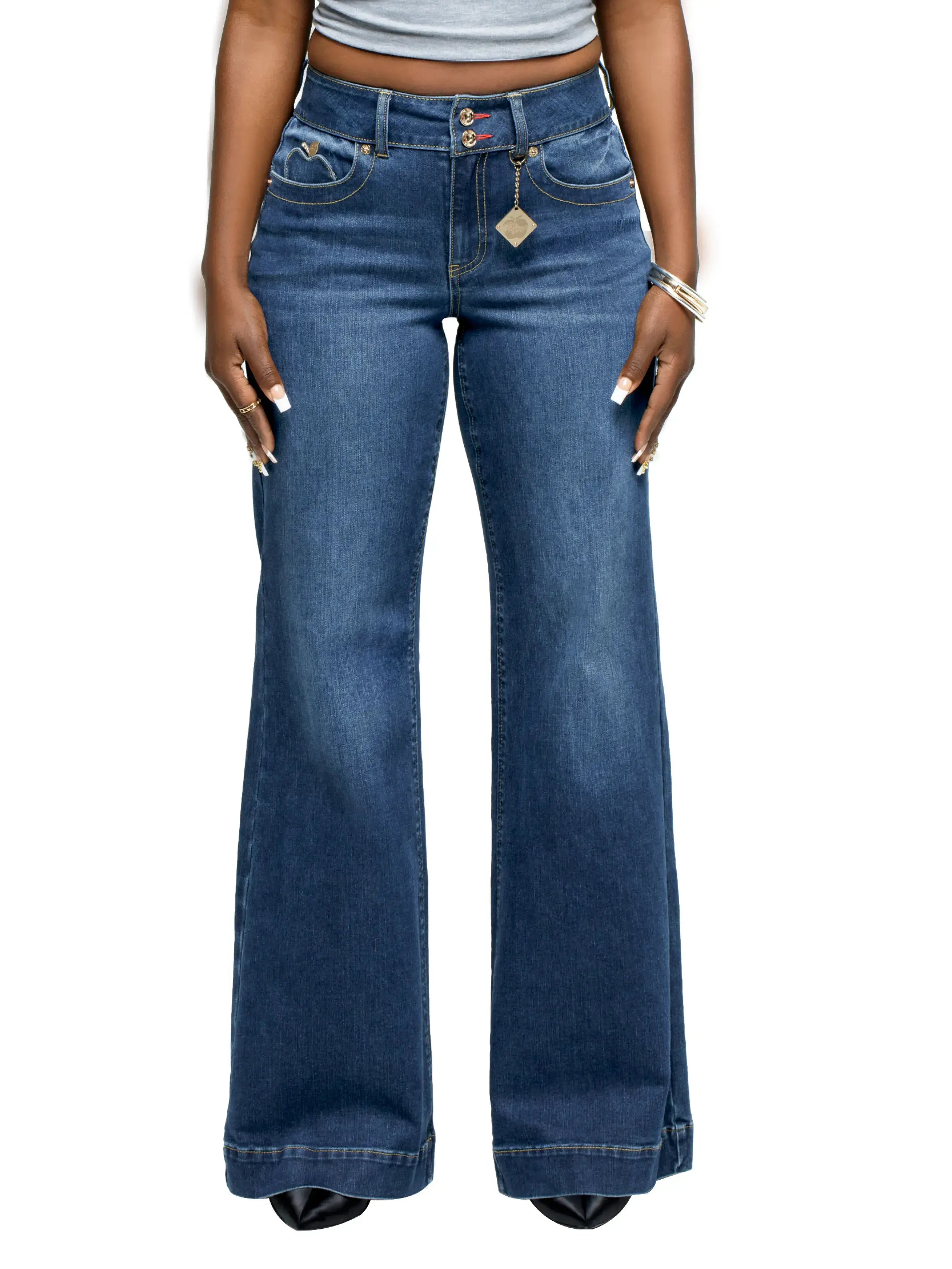 Apple Bottom Jeans Forbidden Fit Wide Leg Jean - Savage Wash — detail view