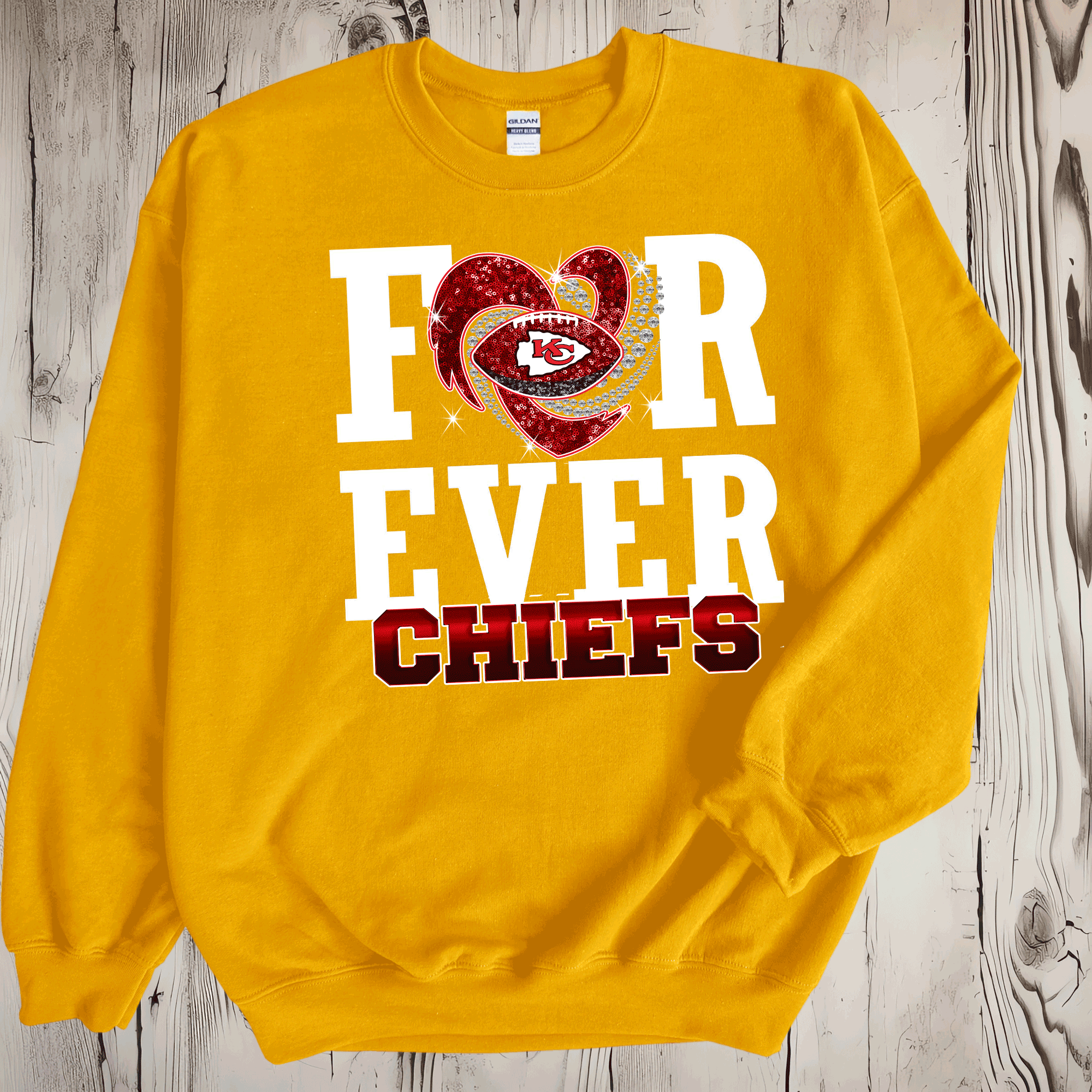 A Blessed Texas Mess Boutique SuperBowl Kansas City Football Faux Glitter Forever Chiefs T-Shirt, KC… — dtf / graphic shirts category context