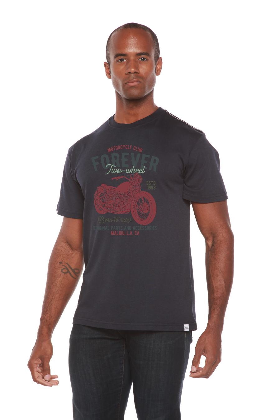 Spun Bamboo FOREVER TWO WHEEL Men's Bamboo Viscose/Organic Cotton Short Sleeve Graphic T-Shirt — lifestyle context