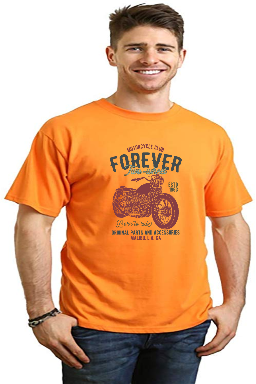 Spun Bamboo FOREVER TWO WHEEL Men's Bamboo Viscose/Organic Cotton Short Sleeve Graphic T-Shirt — comparison shot