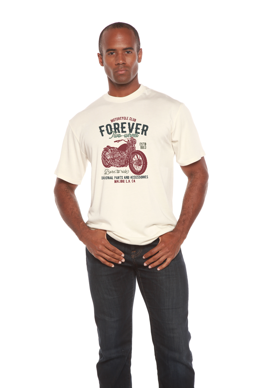 Spun Bamboo FOREVER TWO WHEEL Men's Bamboo Viscose/Organic Cotton Short Sleeve Graphic T-Shirt — main product shot