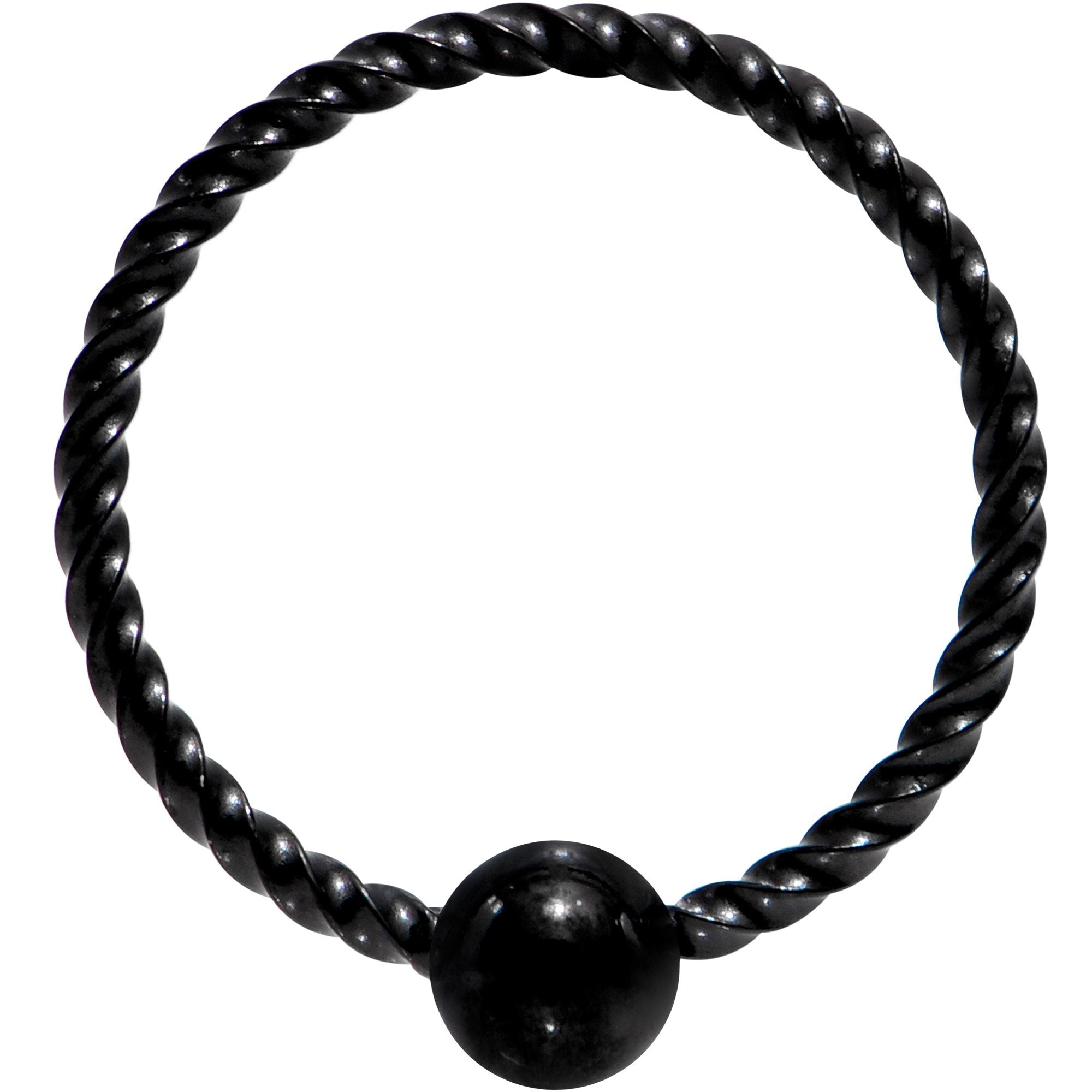 BodyCandy 20G 5/16 Black Anodized So Twisted Captive Style Seamless Ring — main product shot