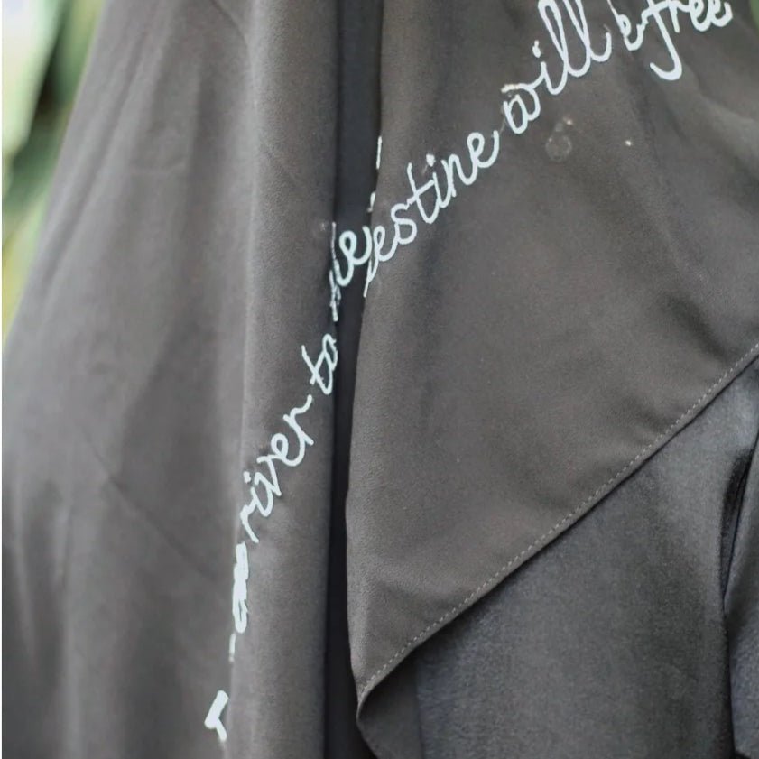 Mariam's Collection Free Palestine Chiffon Hijab – Cultural Statement Scarf with Arabic Letter… — detail shot 8