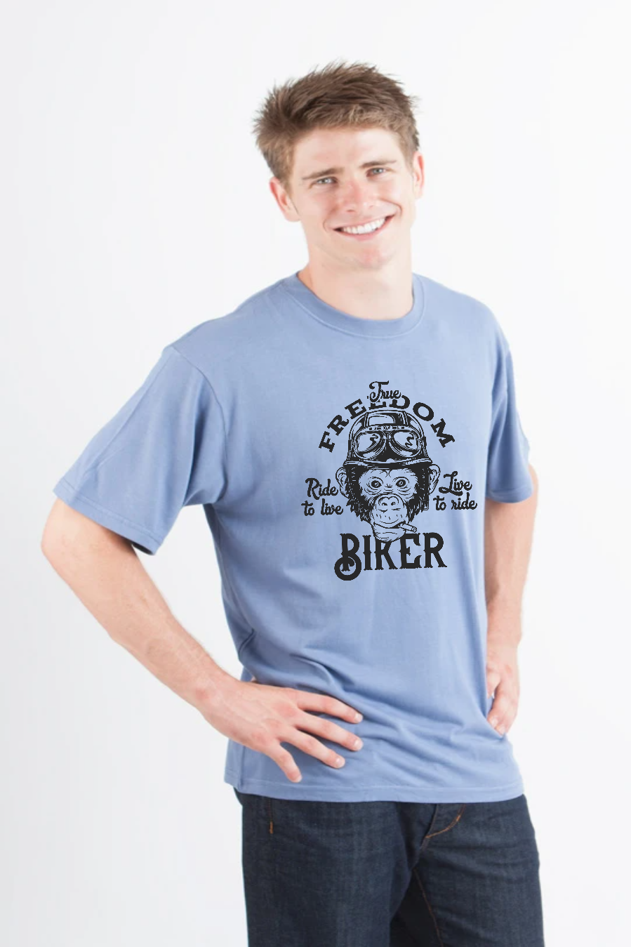 Spun Bamboo Freedom Biker Men's Bamboo Viscose/Organic Cotton Short Sleeve Graphic T-Shirt — alternative angle
