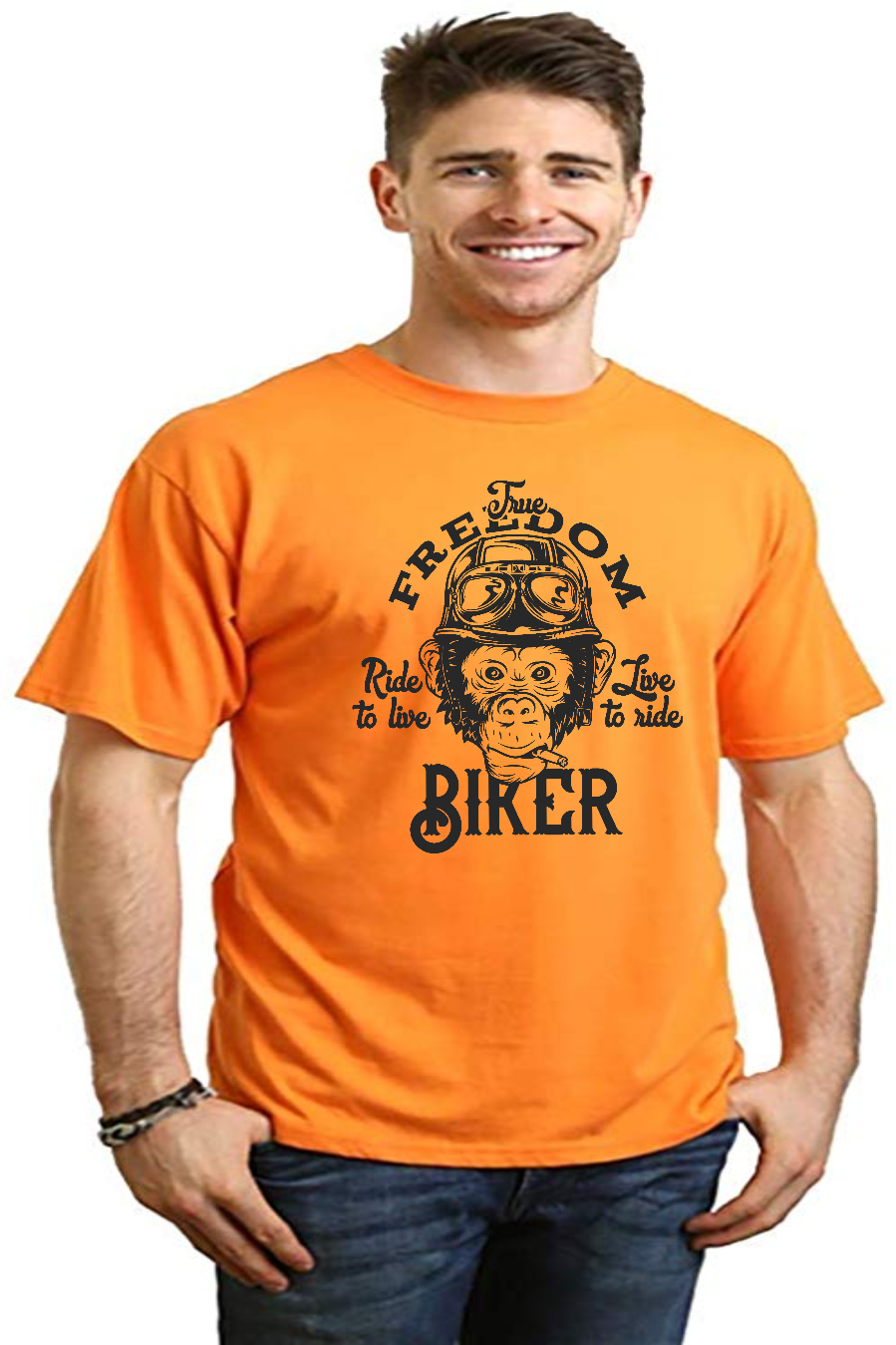 Spun Bamboo Freedom Biker Men's Bamboo Viscose/Organic Cotton Short Sleeve Graphic T-Shirt — color detail