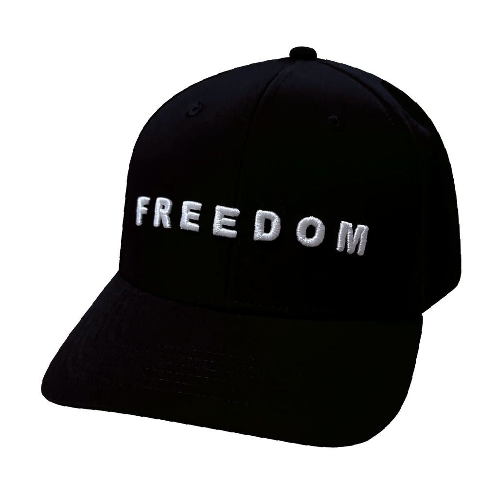 The Heartbeat Brand FREEDOM Hat - Black - Baseball Hat Fit - Laser Mesh — side view