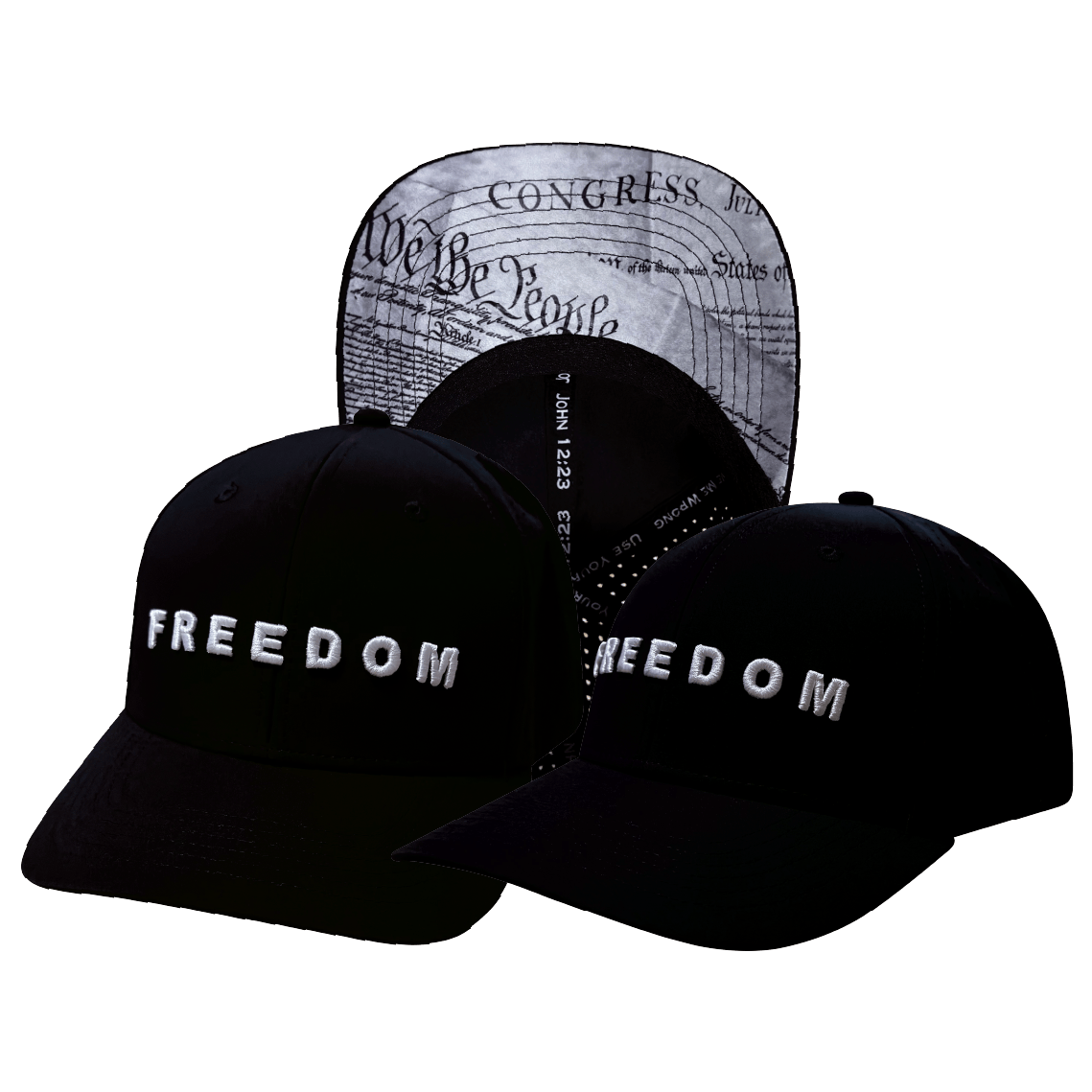 The Heartbeat Brand FREEDOM Hat - Black - Baseball Hat Fit - Laser Mesh — main product shot