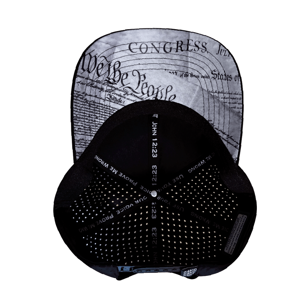 The Heartbeat Brand FREEDOM Hat - Black - Baseball Hat Fit - Laser Mesh — back view
