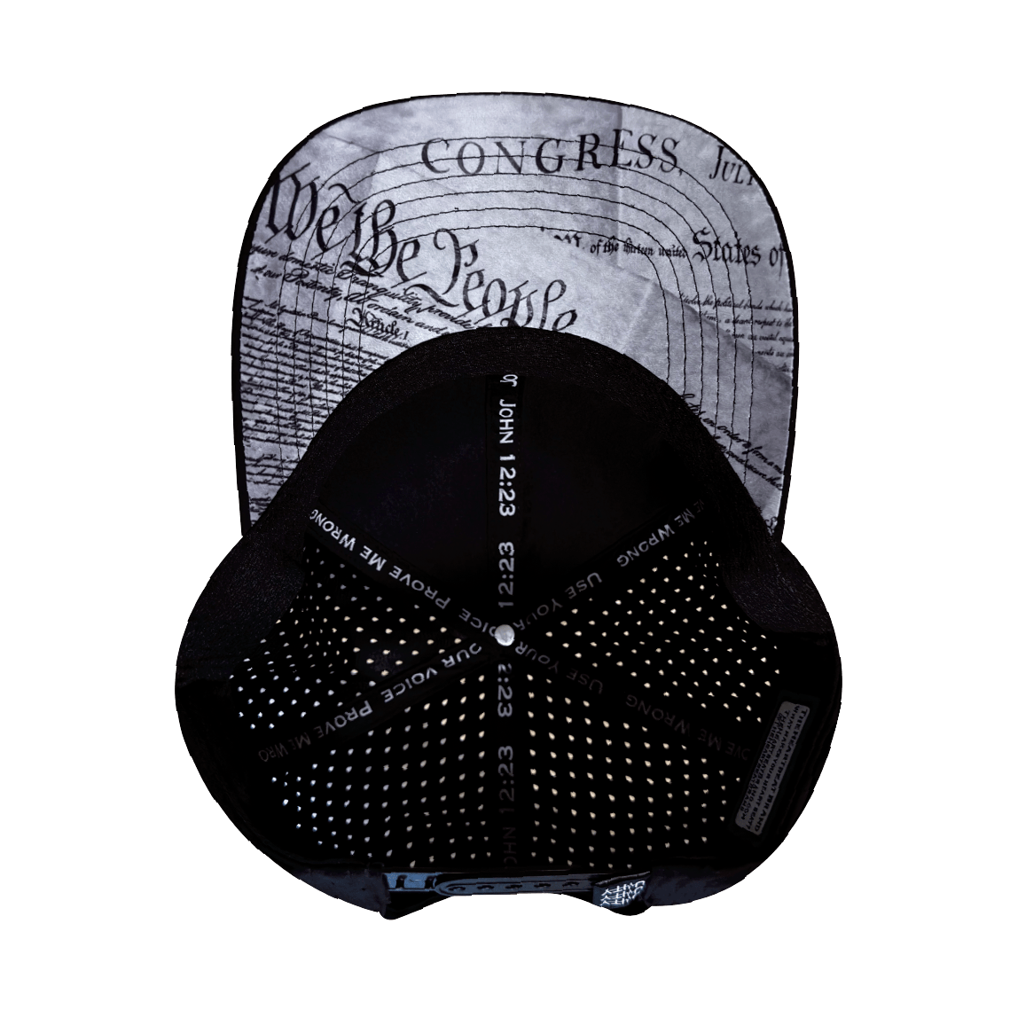 The Heartbeat Brand FREEDOM Hat - Black - Baseball Hat Fit - Laser Mesh — back view