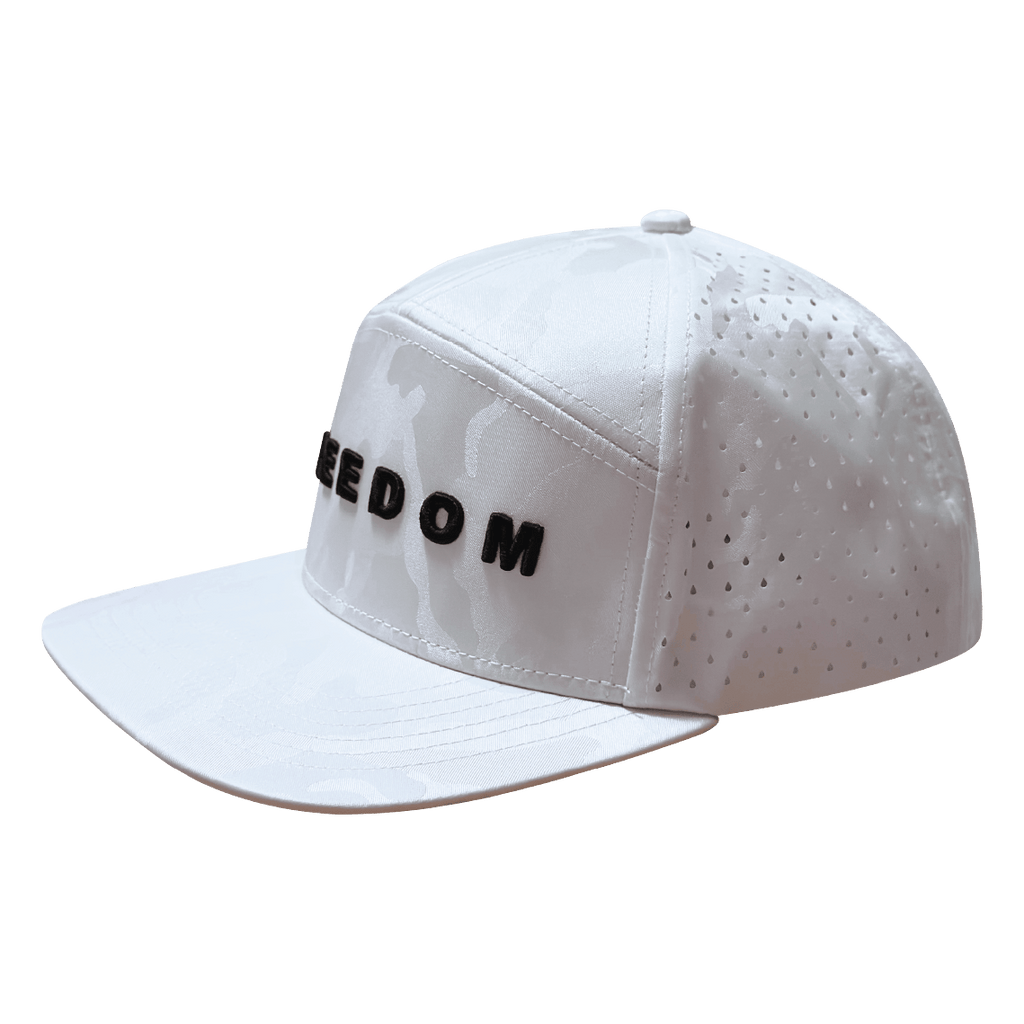 The Heartbeat Brand FREEDOM Hat - White Camo - Flat Bill - Laser Mesh — flat bill category context