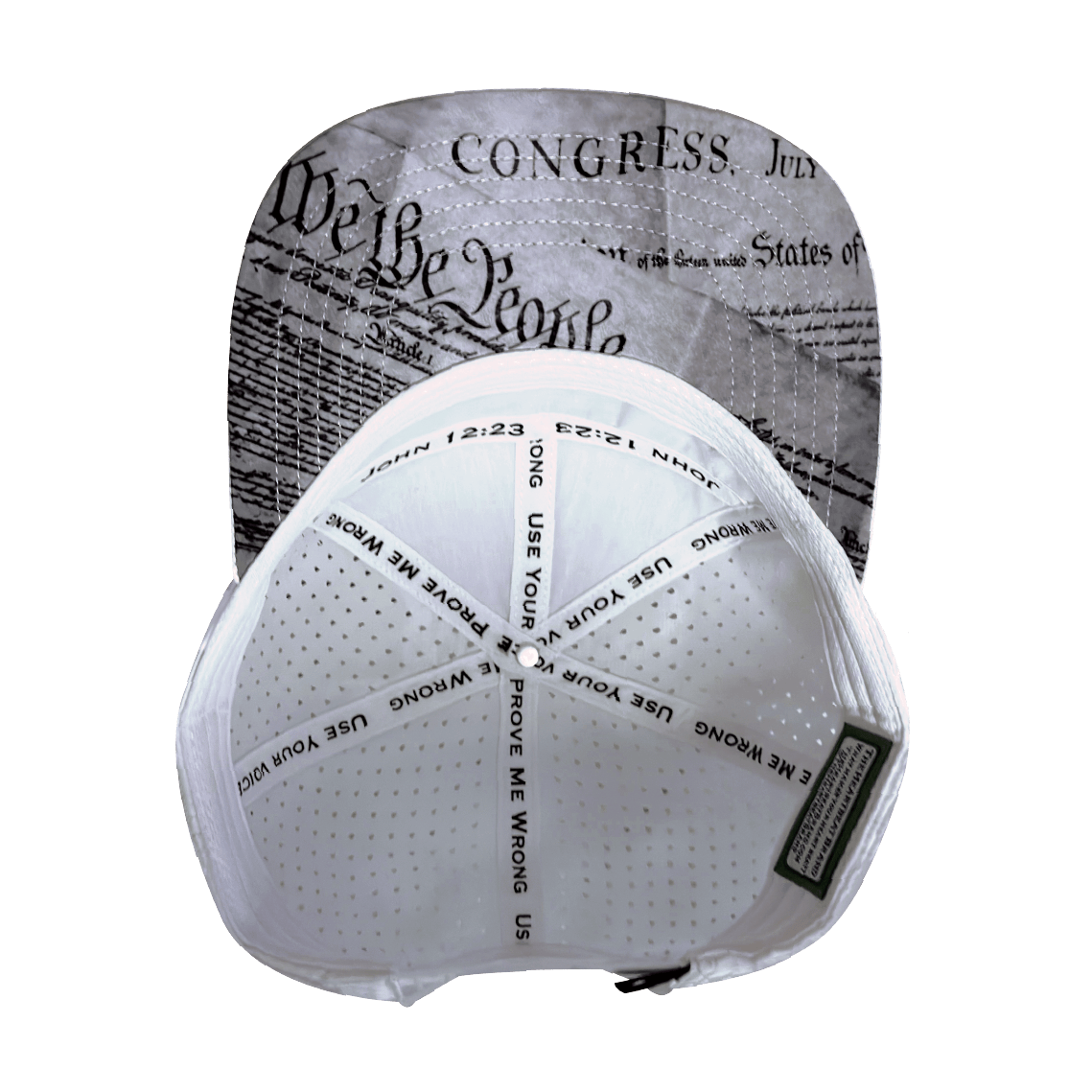 The Heartbeat Brand FREEDOM Hat - White Camo - Flat Bill - Laser Mesh — lifestyle worn / used context