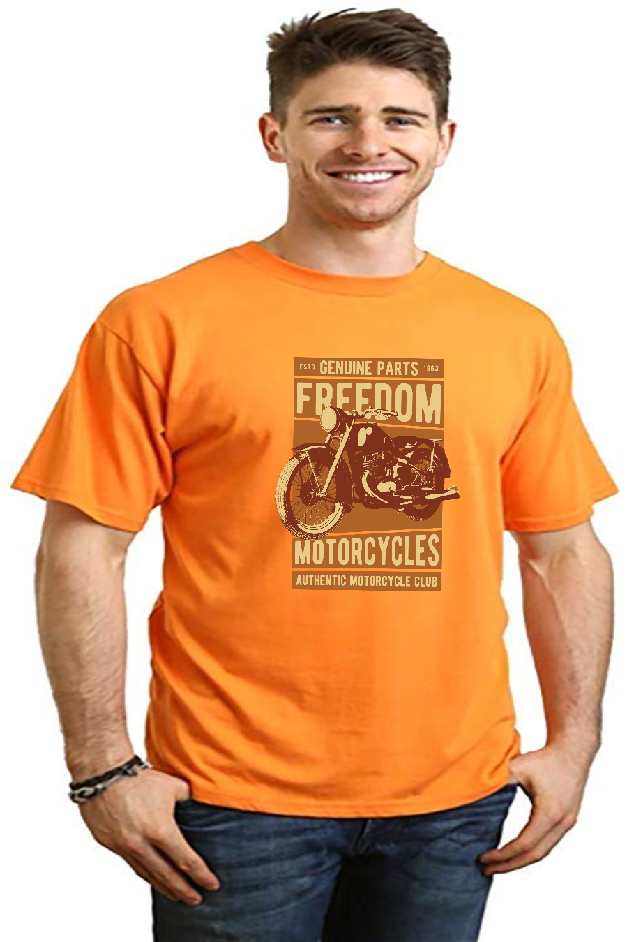 Spun Bamboo Freedom Motorcycles Men's Bamboo Viscose/Organic Cotton Short Sleeve Graphic T-Shirt — fabric or material detail