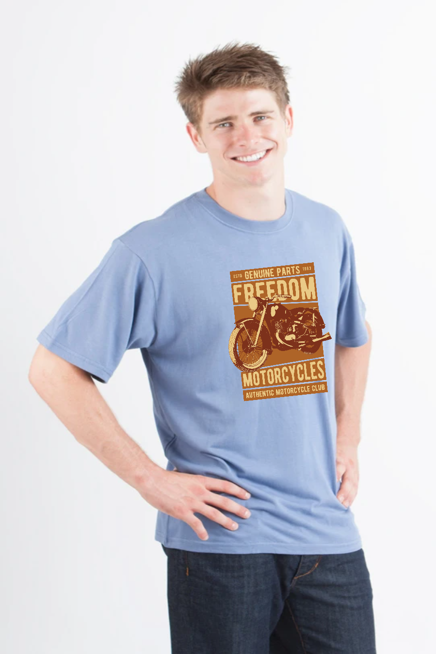 Spun Bamboo Freedom Motorcycles Men's Bamboo Viscose/Organic Cotton Short Sleeve Graphic T-Shirt — color detail