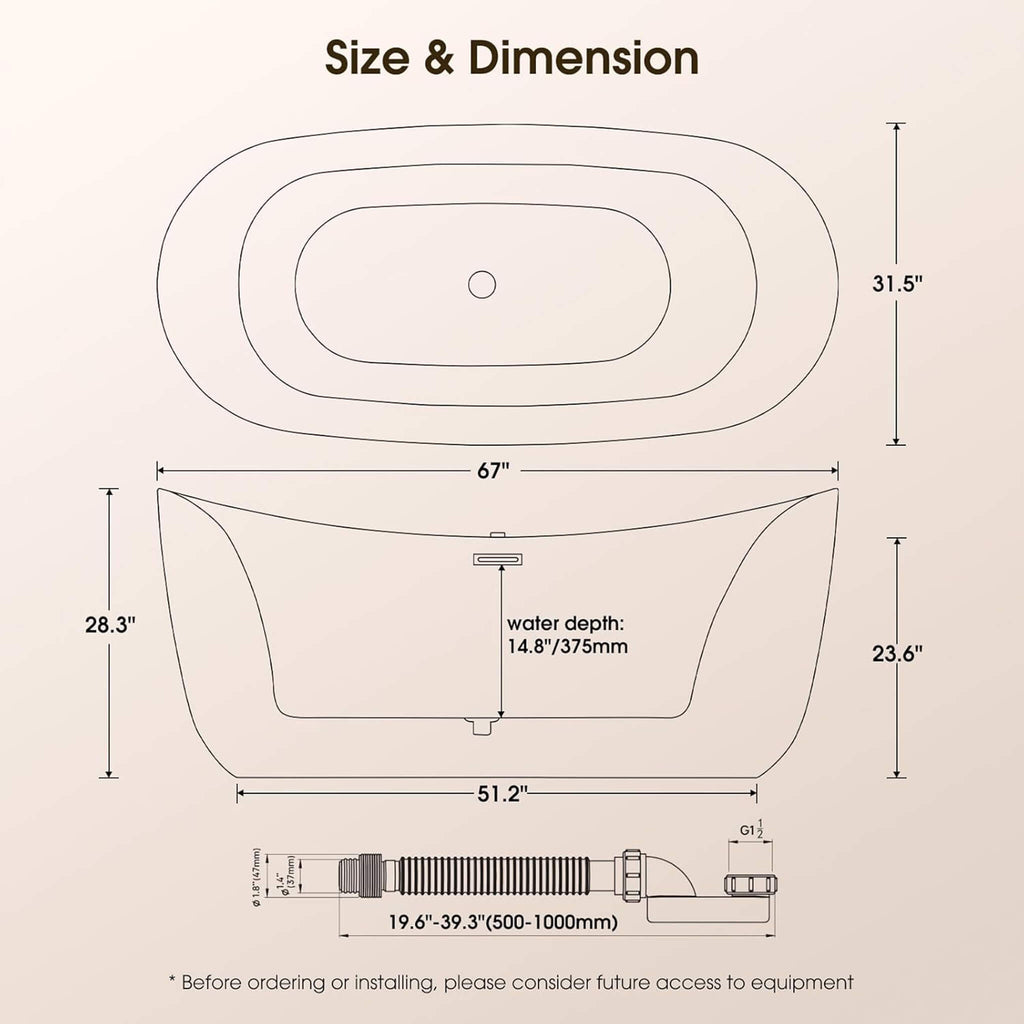 Nuvia Verano Freestanding Whirlpool Air Bubble LED Massage Bathtub (SAK47639) – SAKSBY WHOLESALE, view 11