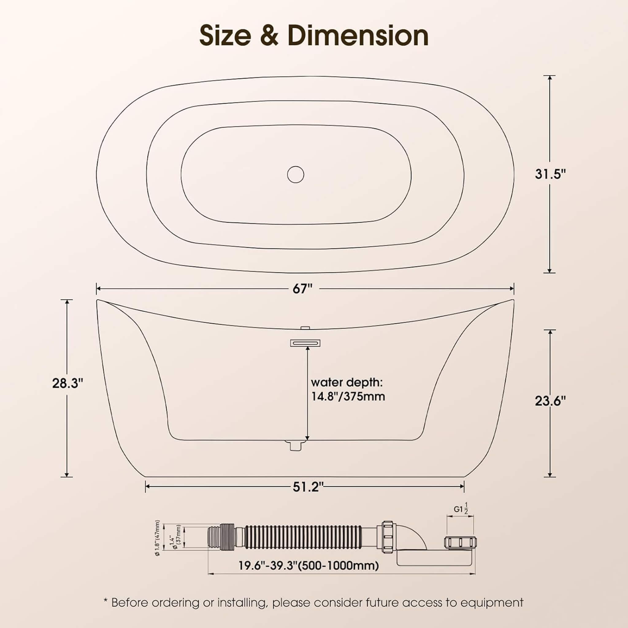 Nuvia Verano Freestanding Whirlpool Air Bubble LED Massage Bathtub (SAK47639) – SAKSBY WHOLESALE, view 11