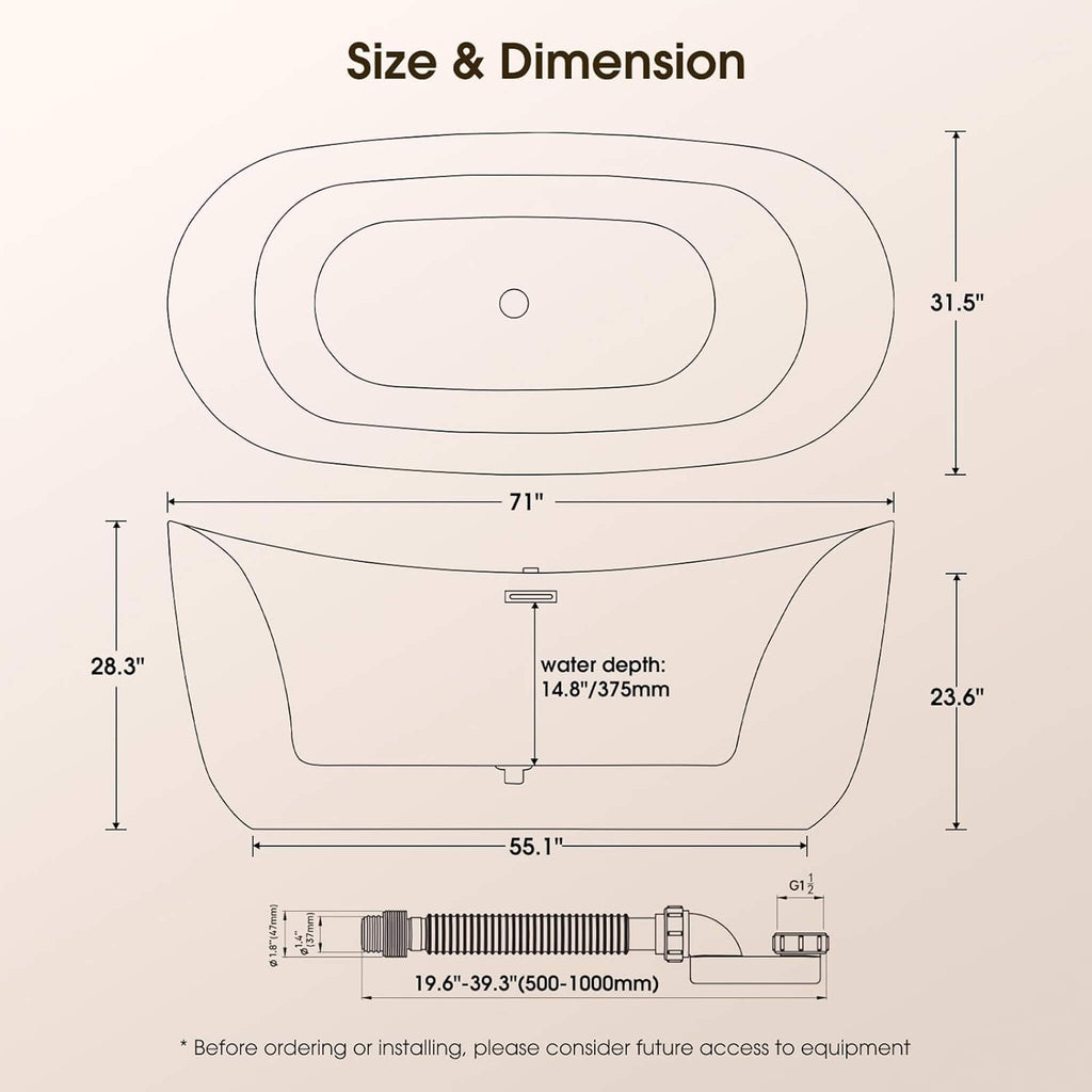 Nuvia Verano Freestanding Whirlpool Air Bubble LED Massage Bathtub (SAK47639) – SAKSBY WHOLESALE, view 12