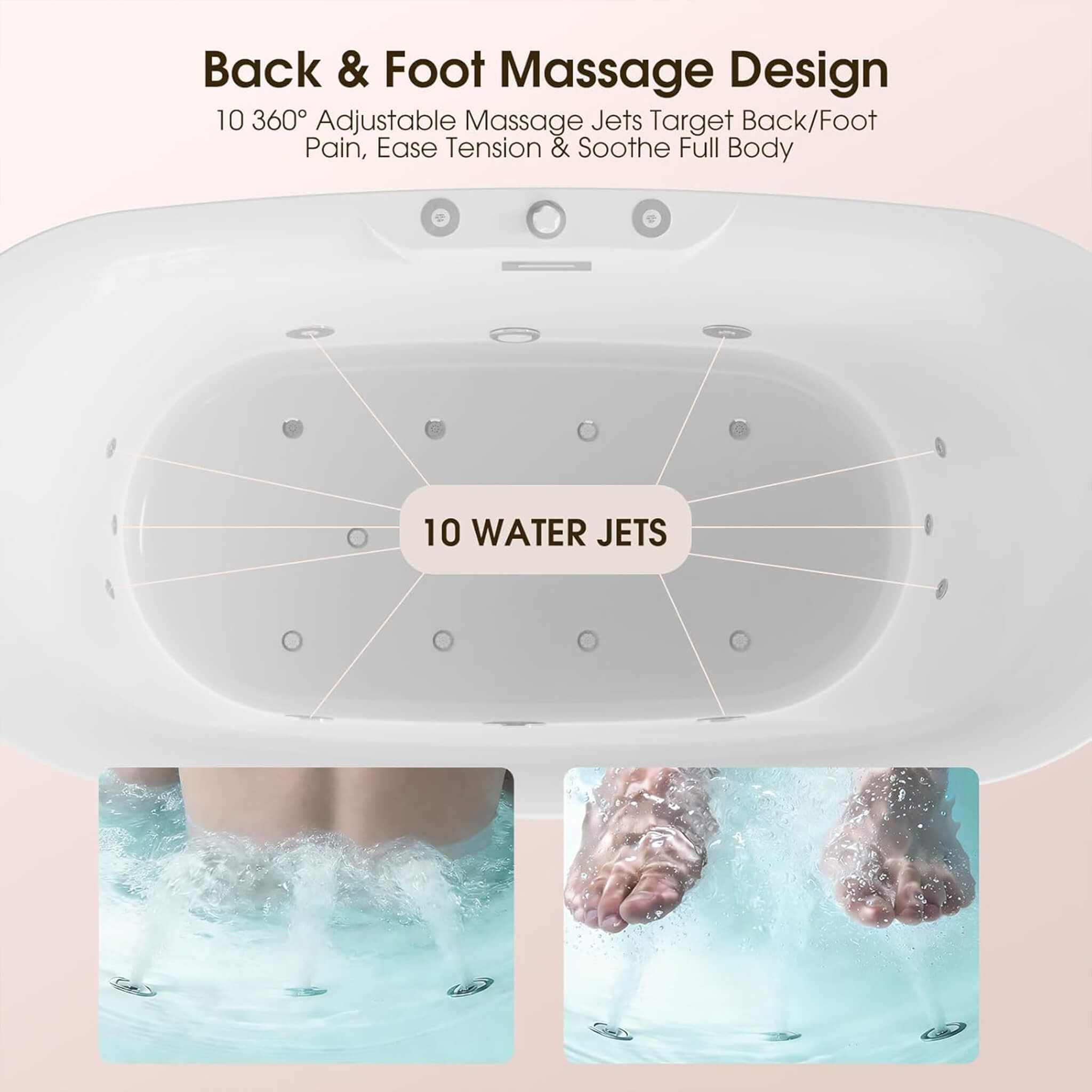 Nuvia Verano Freestanding Whirlpool Air Bubble LED Massage Bathtub (SAK47639) – SAKSBY WHOLESALE, view 8