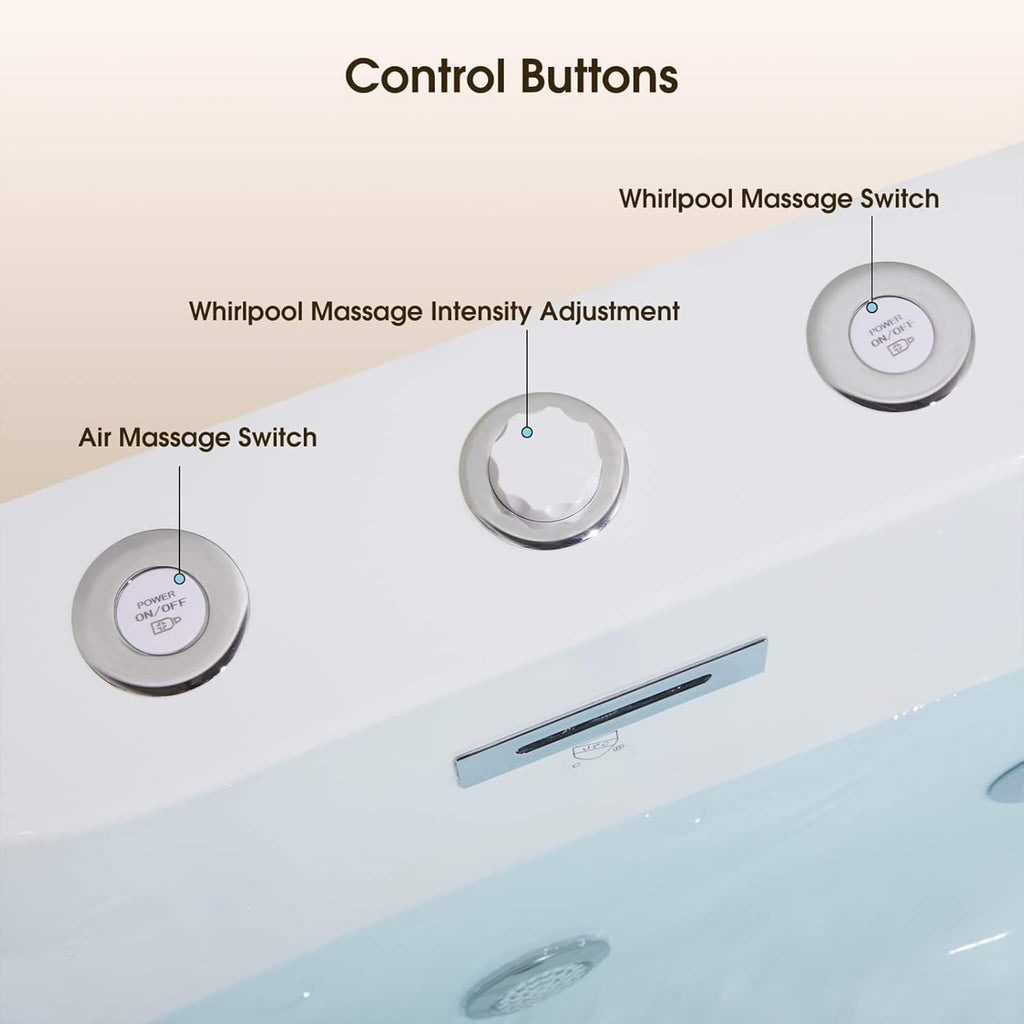 Nuvia Verano Freestanding Whirlpool Air Bubble LED Massage Bathtub (SAK47639) – SAKSBY WHOLESALE, view 6