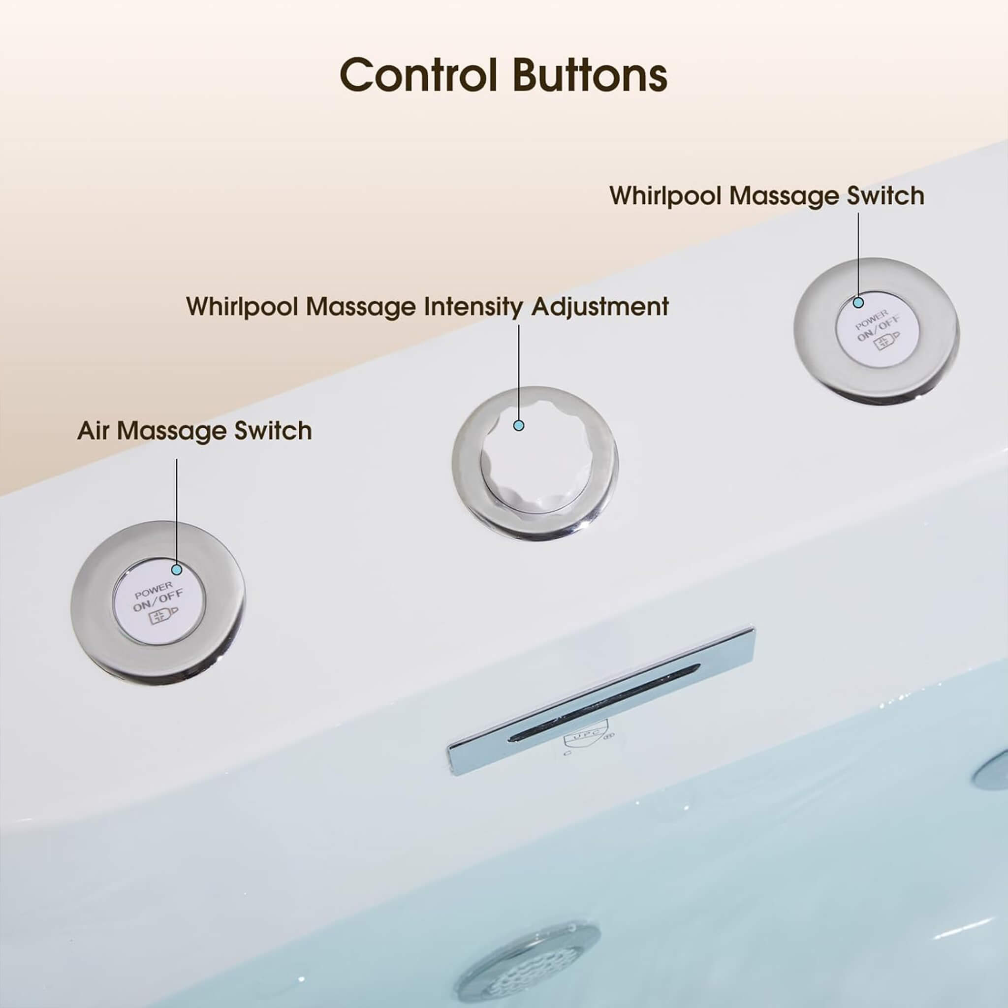 Nuvia Verano Freestanding Whirlpool Air Bubble LED Massage Bathtub (SAK47639) – SAKSBY WHOLESALE, view 6