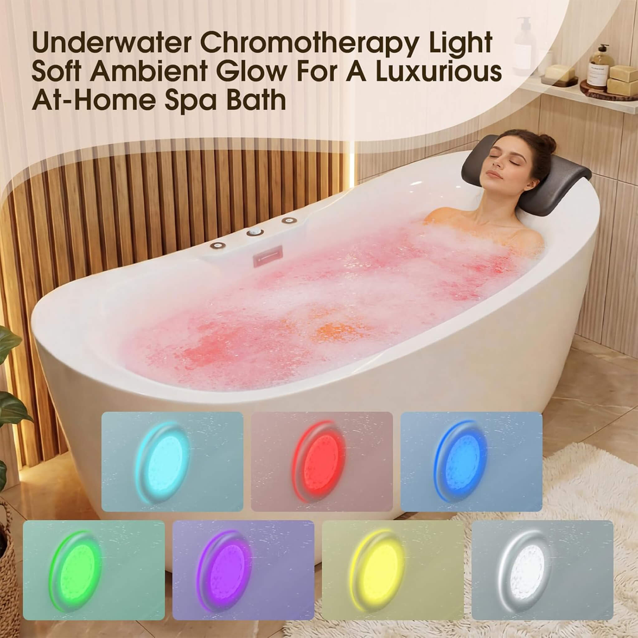 Nuvia Verano Freestanding Whirlpool Air Bubble LED Massage Bathtub (SAK47639) – SAKSBY WHOLESALE, view 10