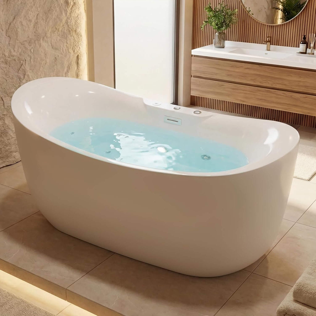Nuvia Verano Freestanding Whirlpool Air Bubble LED Massage Bathtub (SAK47639) – SAKSBY WHOLESALE, view 3