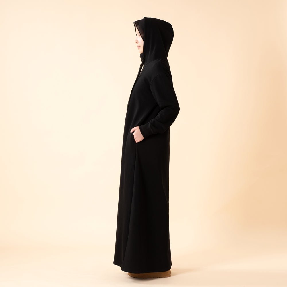 Mariam's Collection French Terry Hoodie Abaya With Pockets  (MA340) — detail close-up